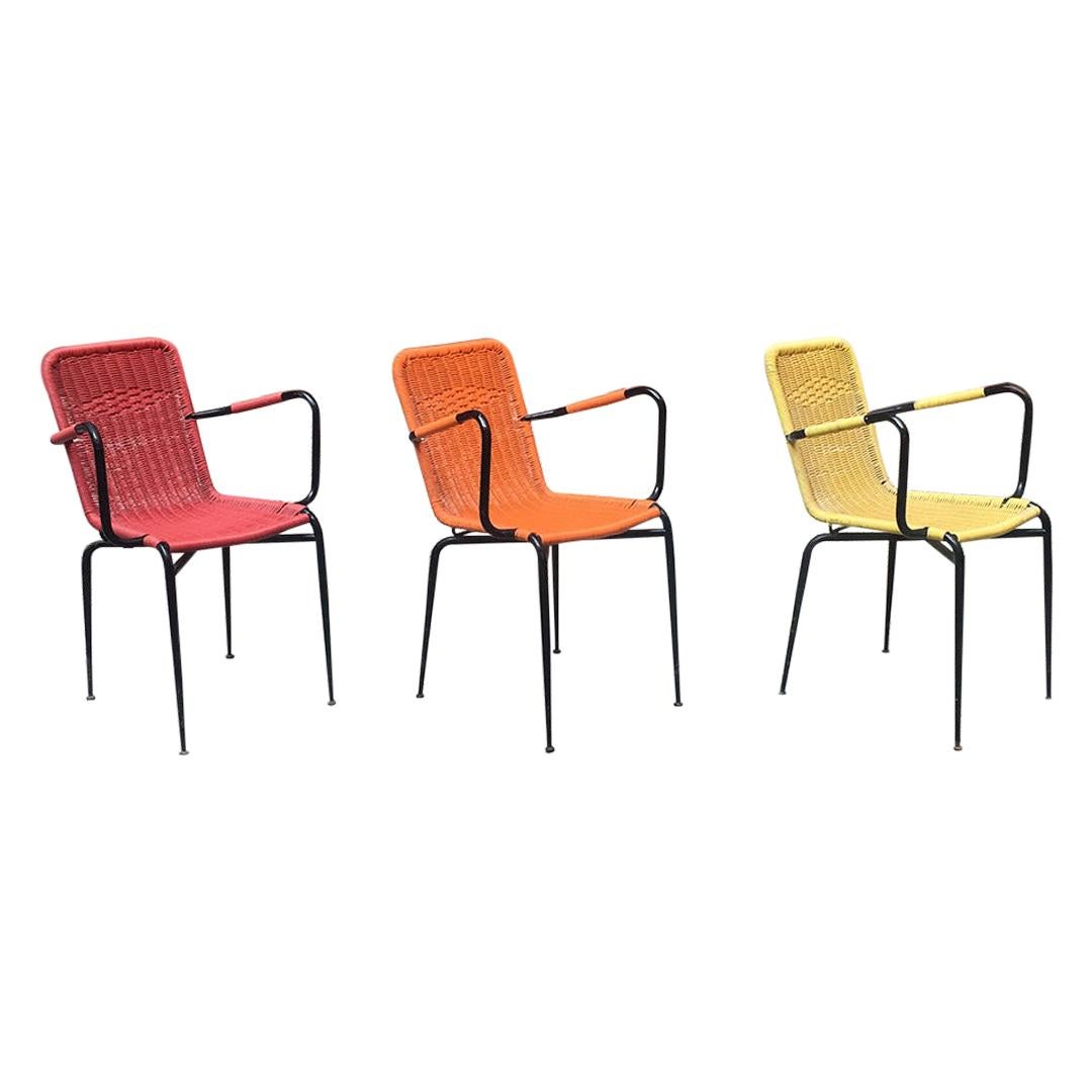 Italian Stackable Outdoor Chairs in Coloured Scooby, 1960s