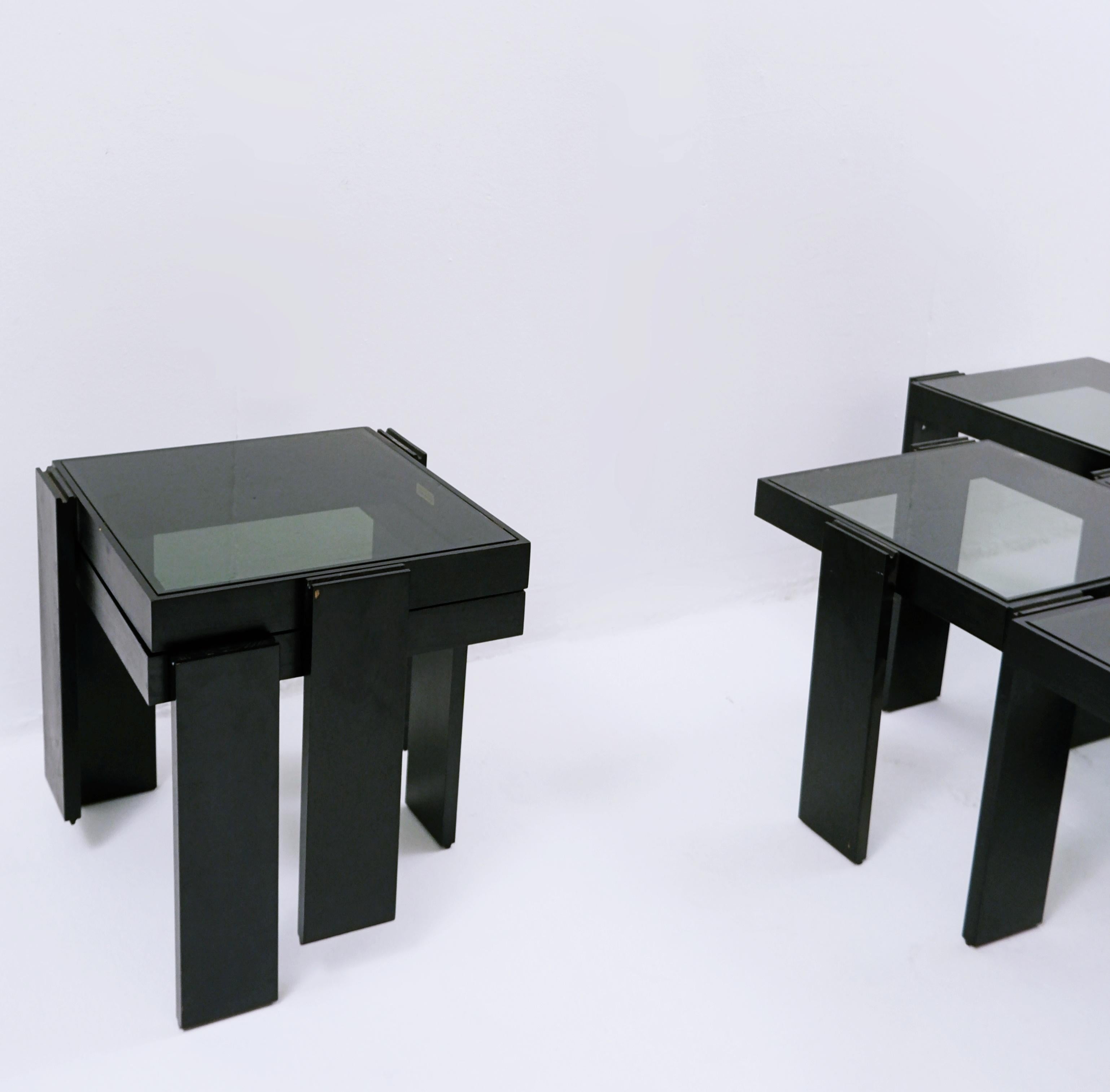 Italian Stackable Side Tables by Porada Arredi, Set of 8, 1970s 4