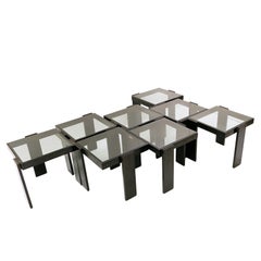 Italian Stackable Side Tables by Porada Arredi, Set of 8, 1970s