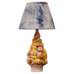 Italian Stacked Fruit Majolica Topiary Lamp with Soft Colors and Timeless Charm.