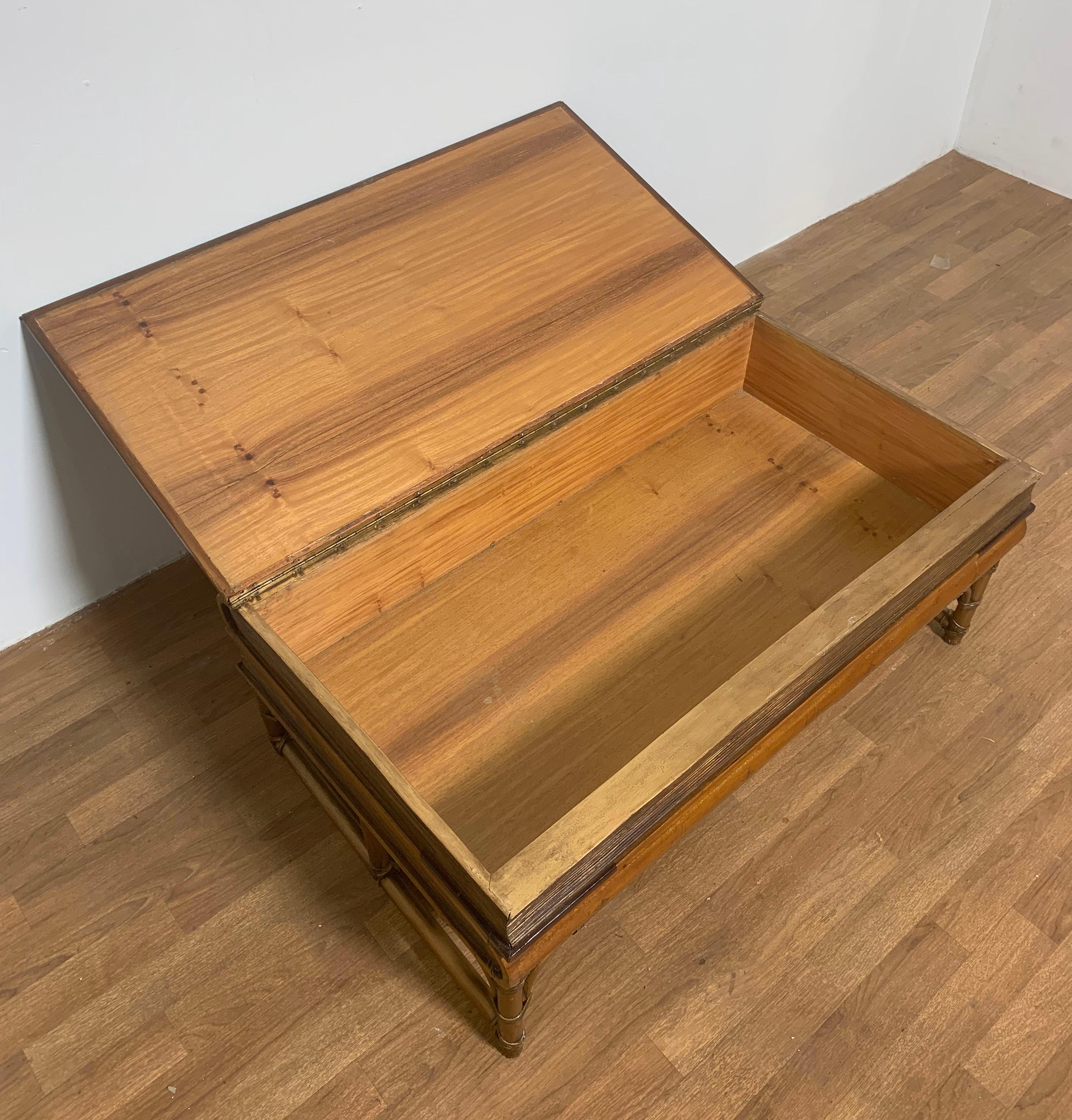 Mid-20th Century Italian Stacked Leather Book-Form Storage Coffee Table on Bamboo Base