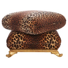 Italian Stacked Pillow Ottoman with Giltwood Base
