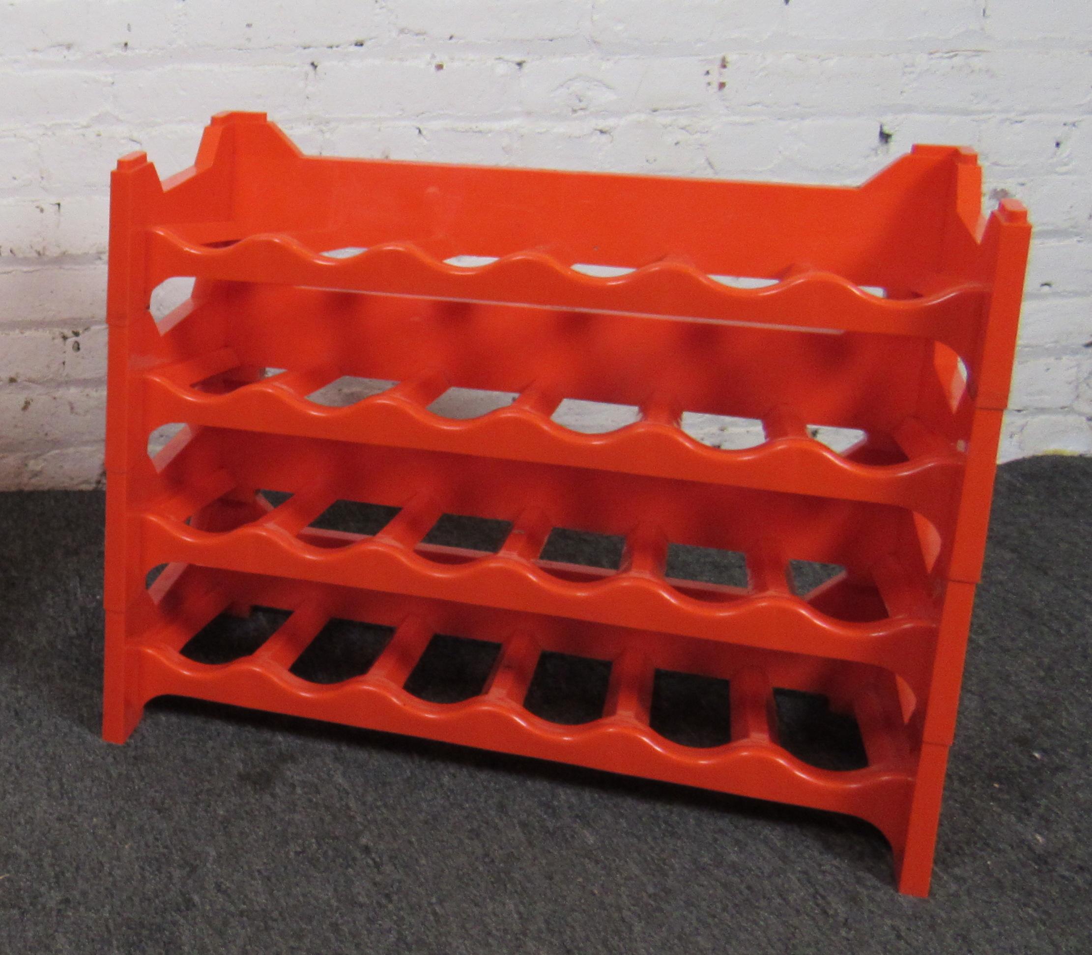 Set of four stacking bottle holders made in Italy. Fun mid-century orange color molds fitting 24 bottles.
Please confirm location NY or NJ.