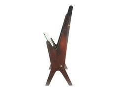 Italian Stained Plywood & Decotared Glass 1950s Magazine Rack