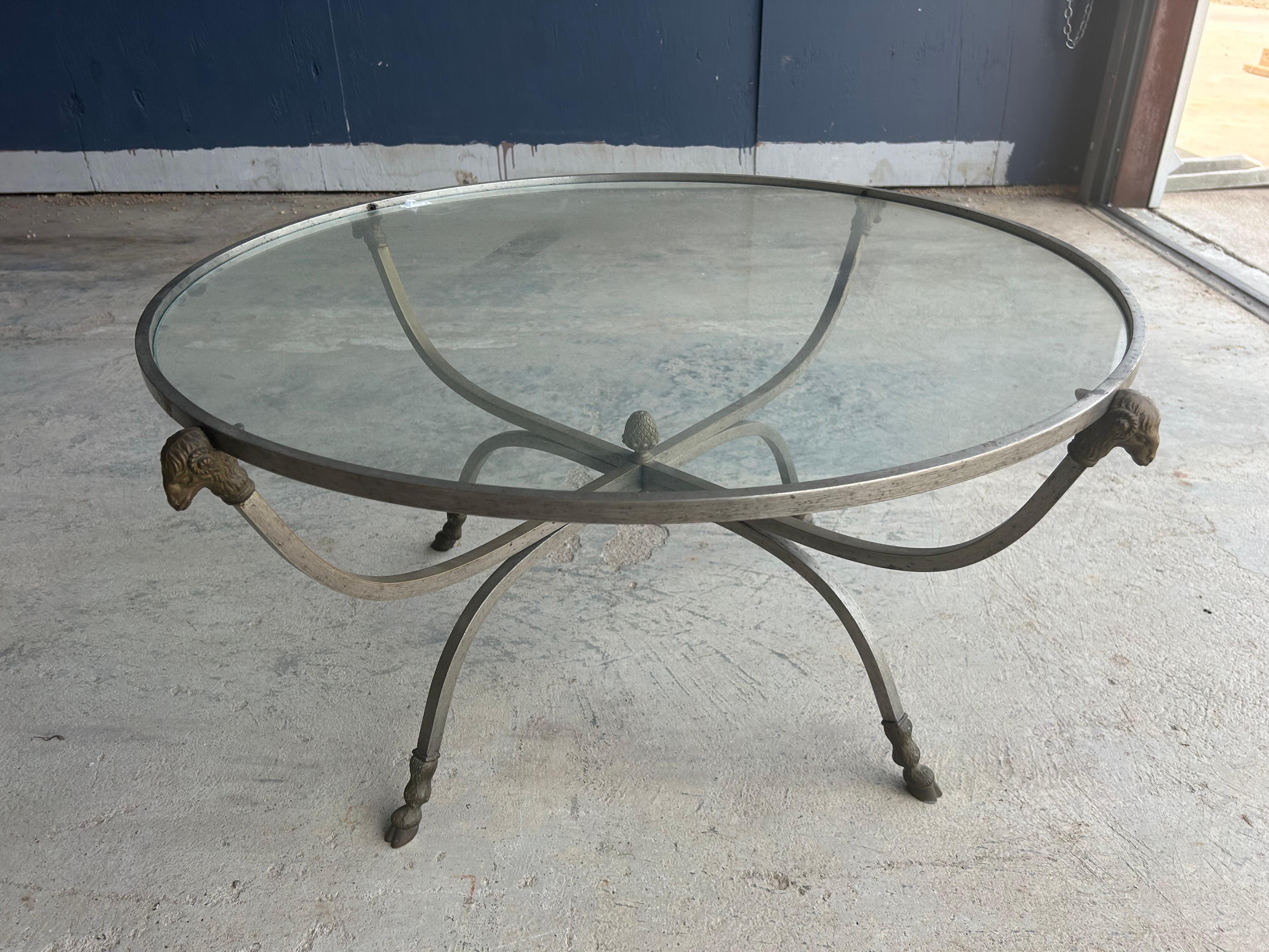Italian Stainless Steel And Brass Coffee Table For Sale 7