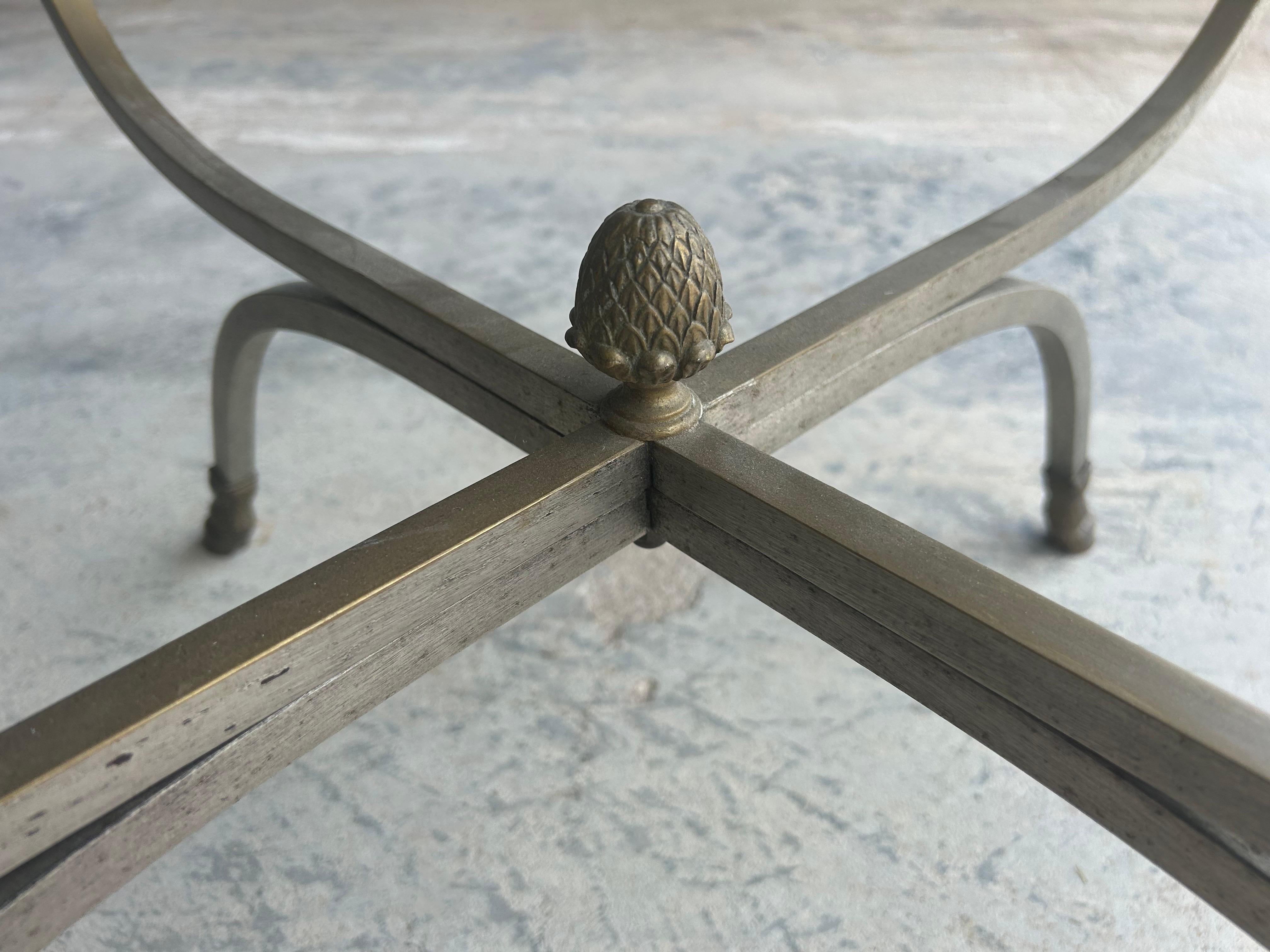 Late 20th Century Italian Stainless Steel And Brass Coffee Table For Sale