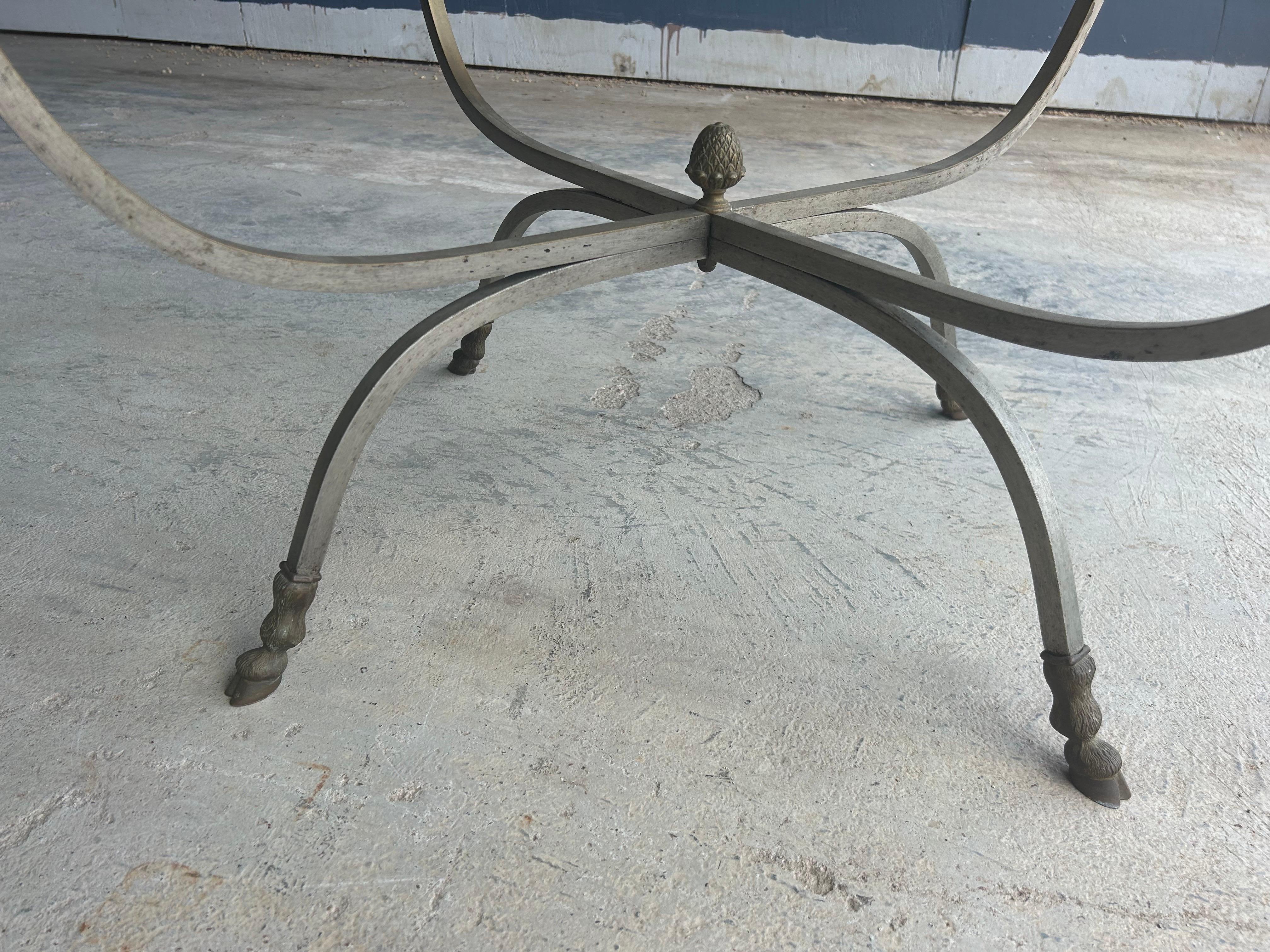 Italian Stainless Steel And Brass Coffee Table For Sale 2