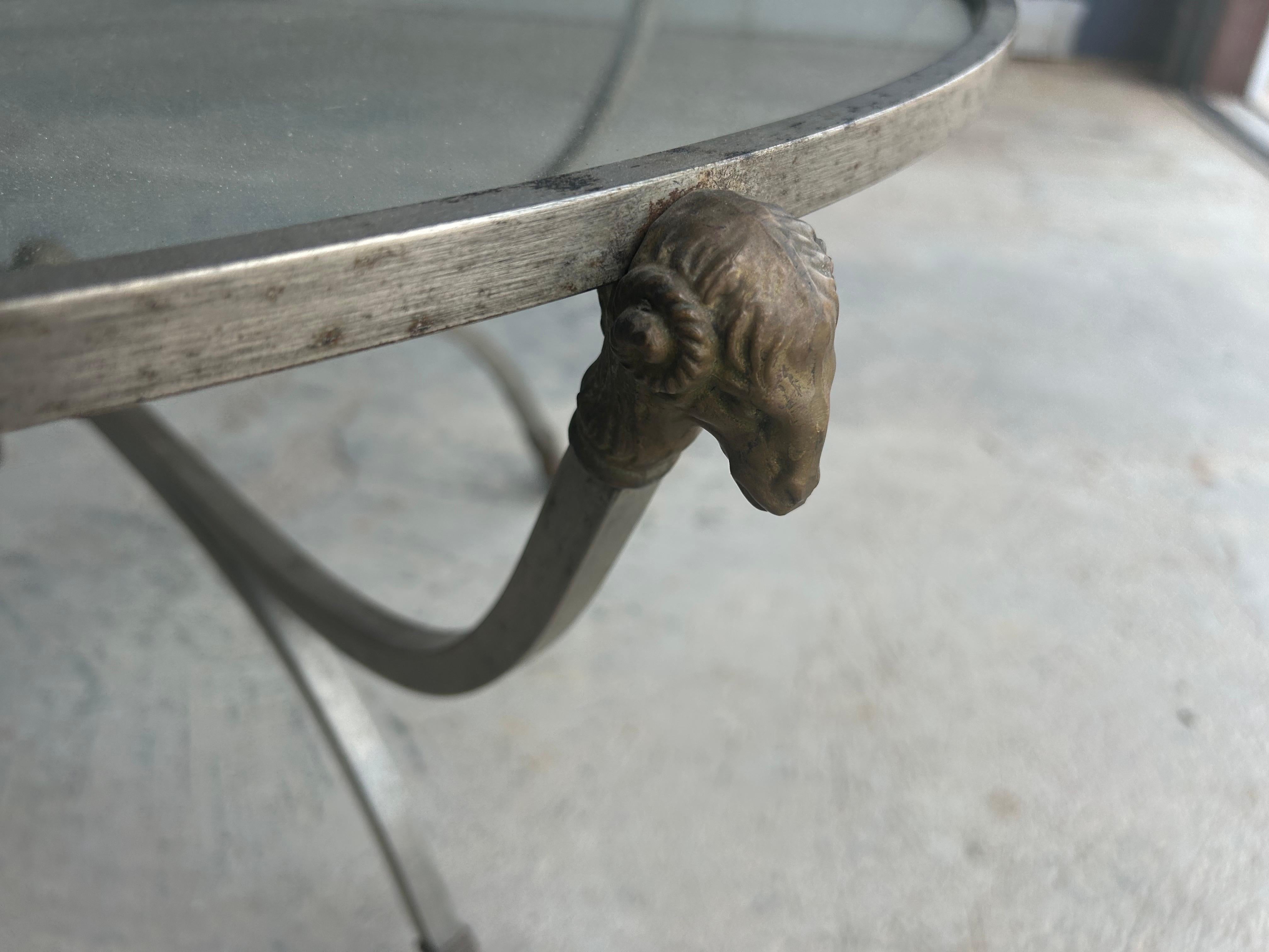 Italian Stainless Steel And Brass Coffee Table For Sale 3