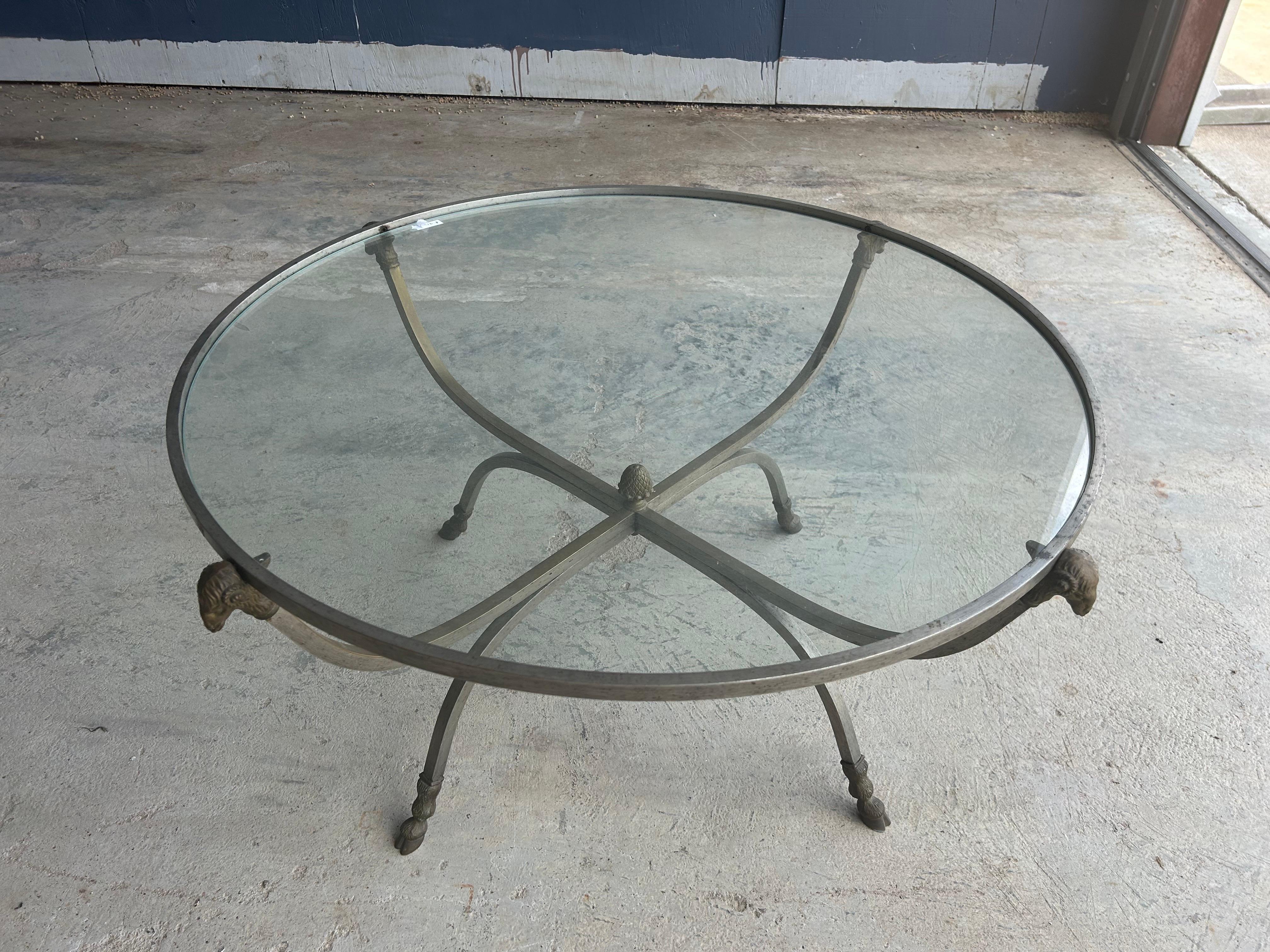 Italian Stainless Steel And Brass Coffee Table For Sale 4