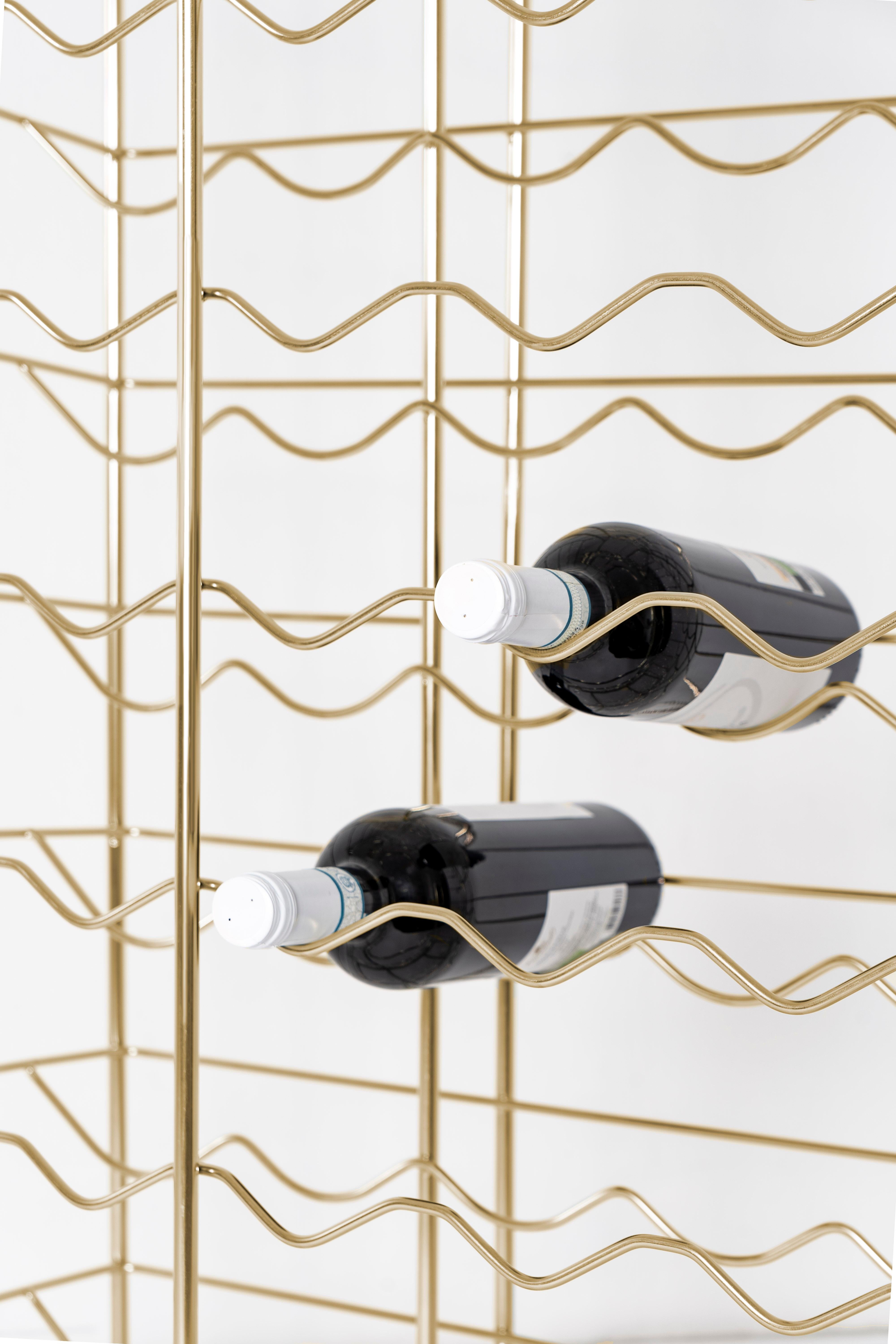Moderne Italian Stainless Steel Gold Wine Rack by Enrico Girotti en vente