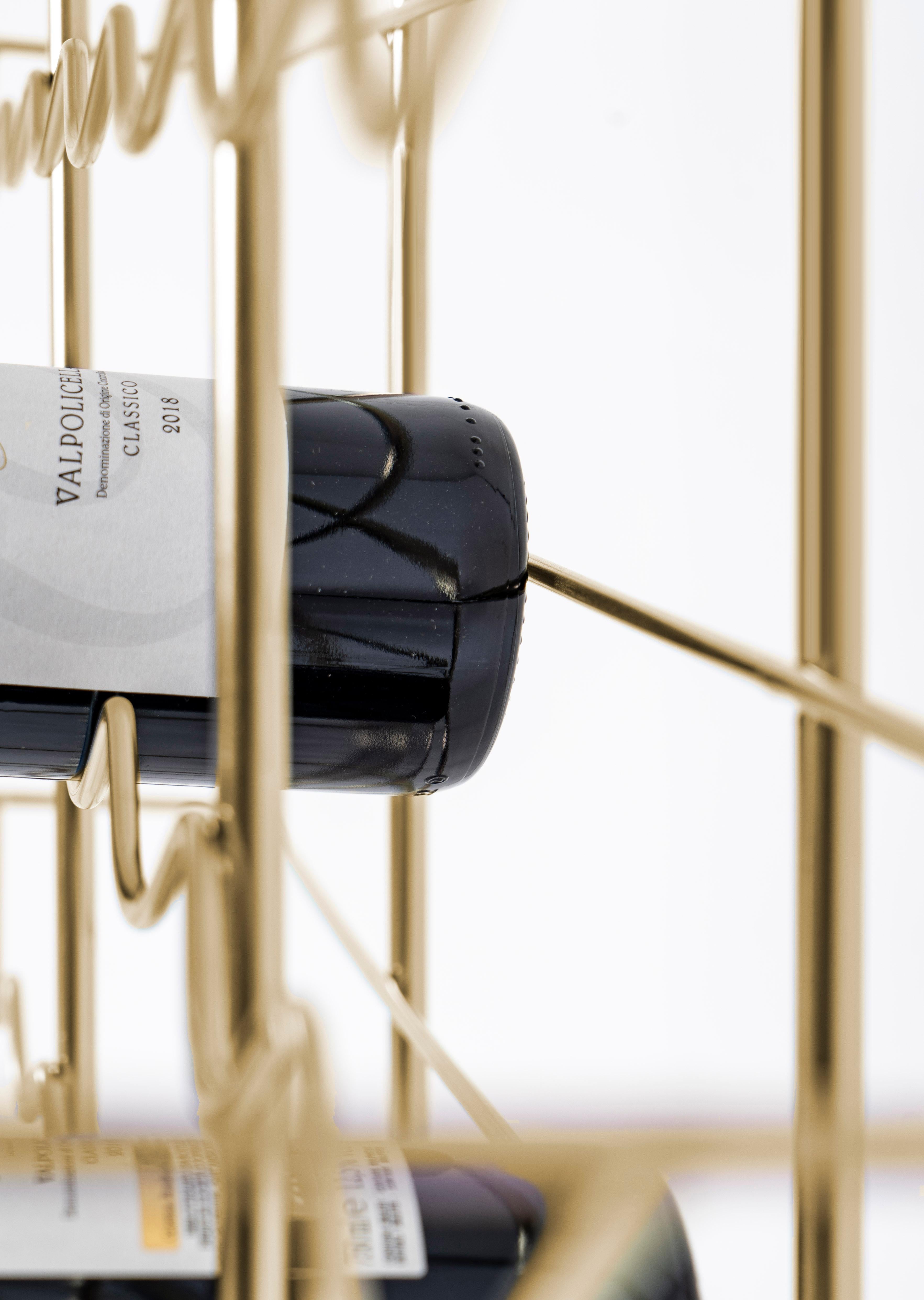 italien Italian Stainless Steel Gold Wine Rack by Enrico Girotti en vente
