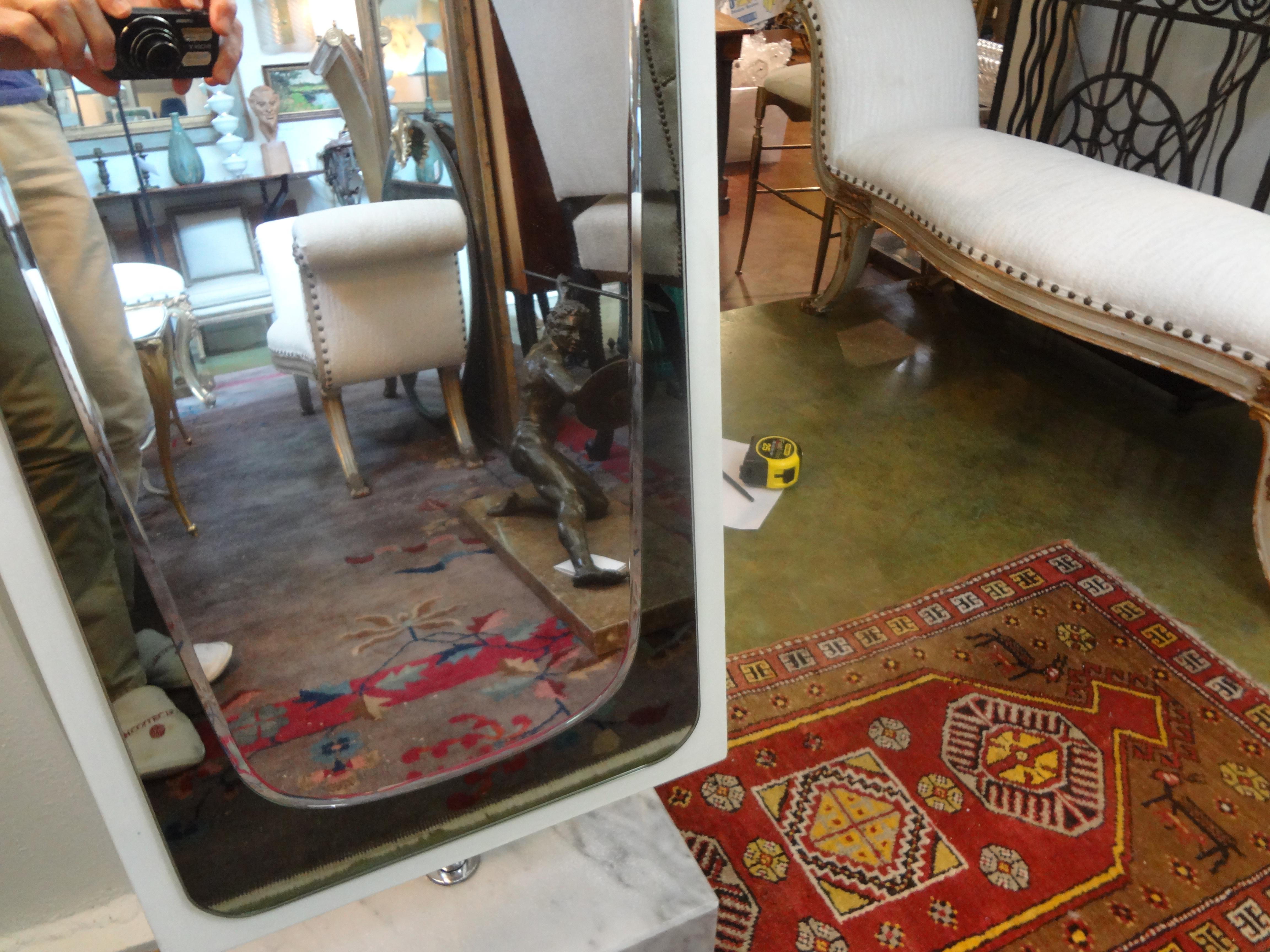 Mid-Century Modern Italian Standing Mirror on Marble Base Inspired by Fontana Arte For Sale