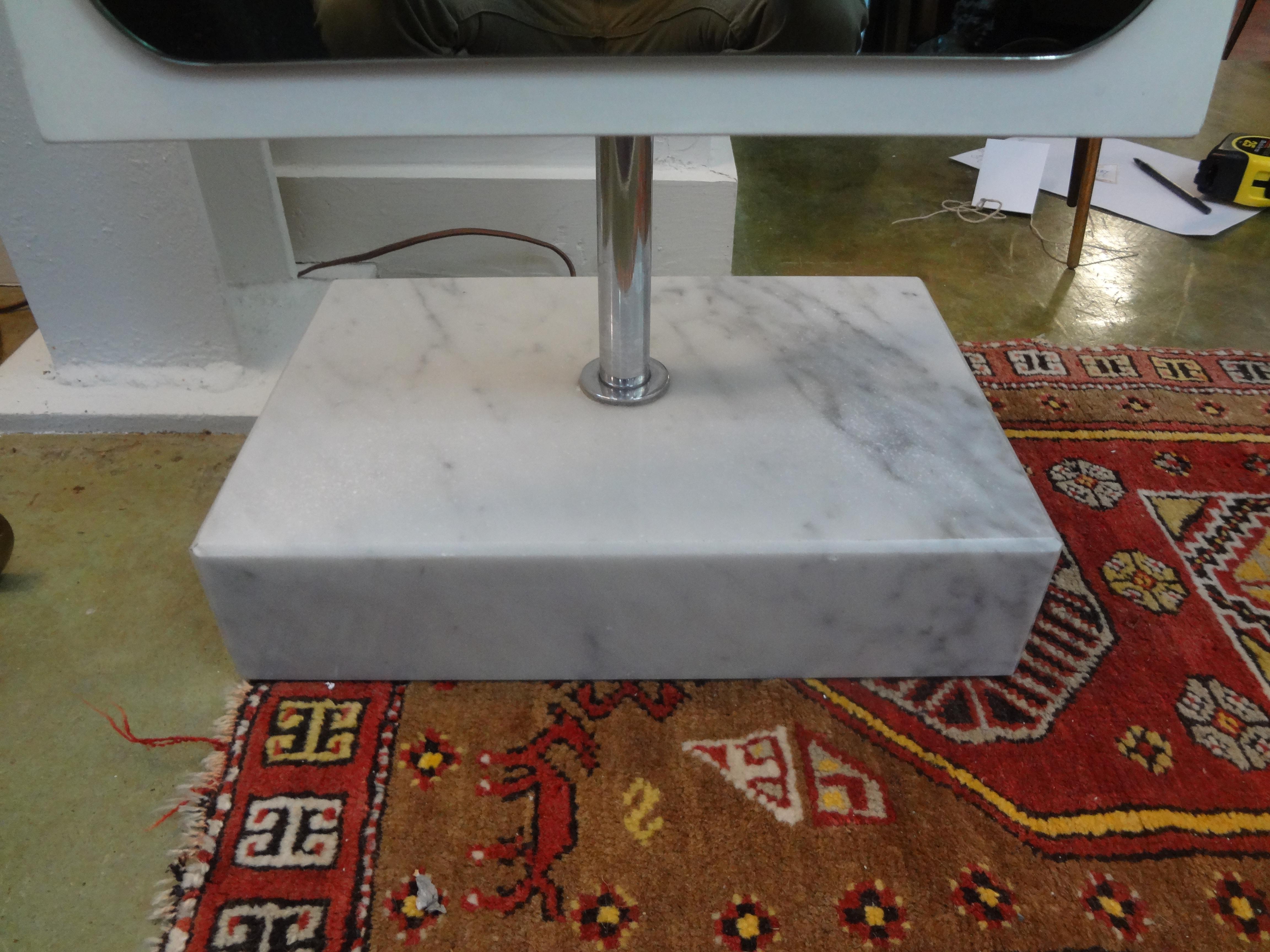 Italian Standing Mirror on Marble Base Inspired by Fontana Arte For Sale 3