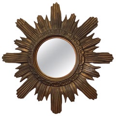 Italian Starburst Sunburst gilded Mirror Plastic, circa 1970s