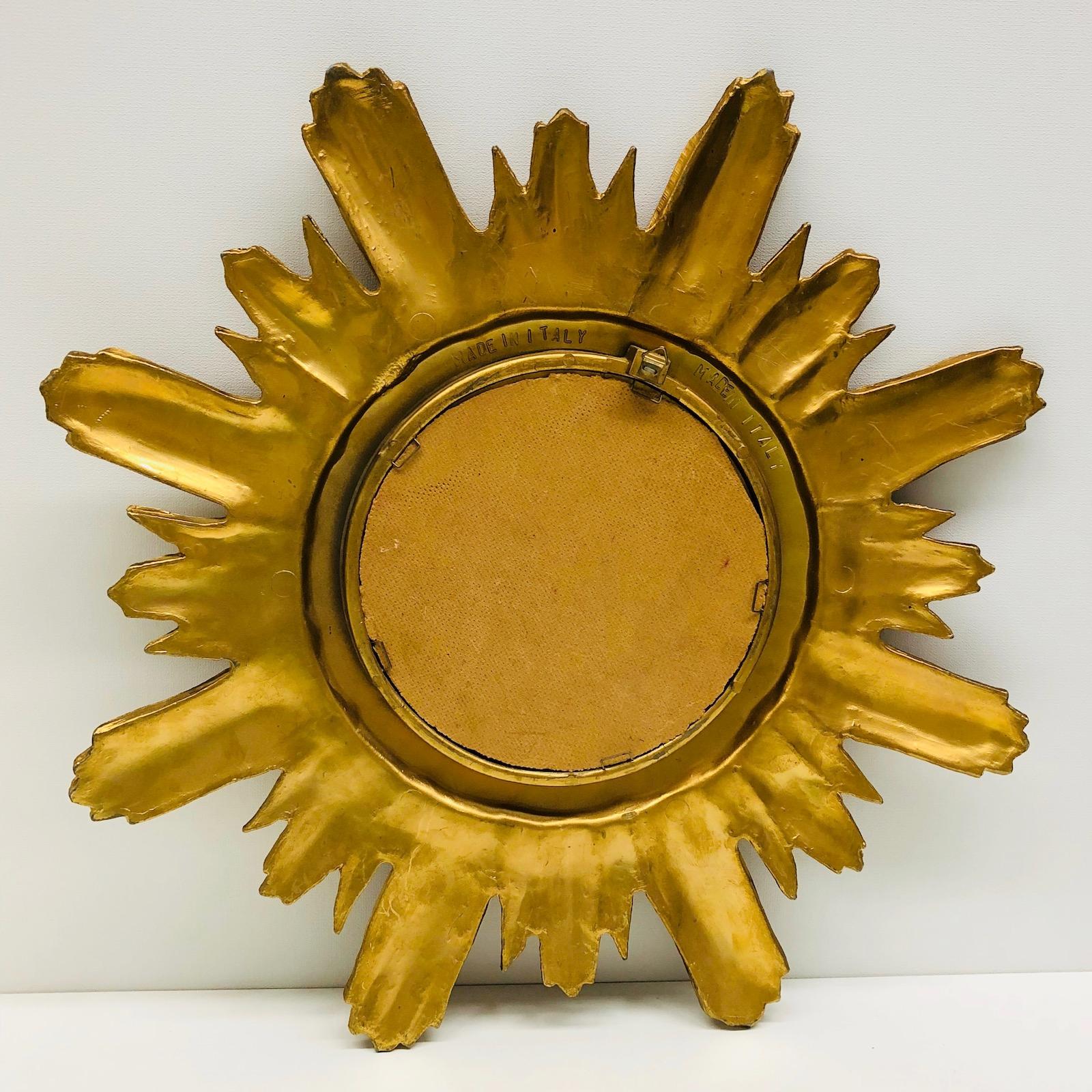 Italian Starburst Sunburst Mirror Gilded Plastic, circa 1970s 1