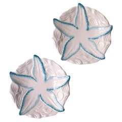Assiette italienne étoile de mer coquillage, lot de 2