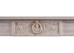 Italian Statuario Marble Fireplace with Carved Rams Heads