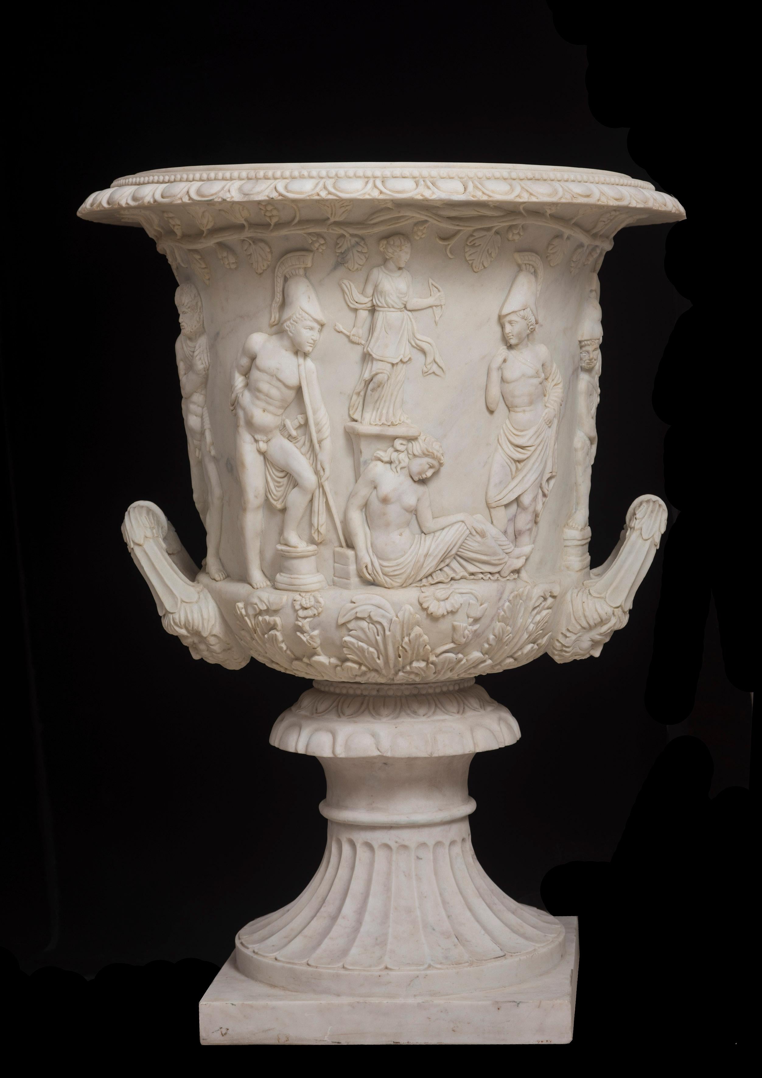 The original vase was probably Greek and was sculpted in Athens in the 1 century B.C. It was part of the ancient and iconic collection of Villa Medici, an important Villa in Rome. The vase reappeared in the 1598 inventory of the Villa Medici, Rome,