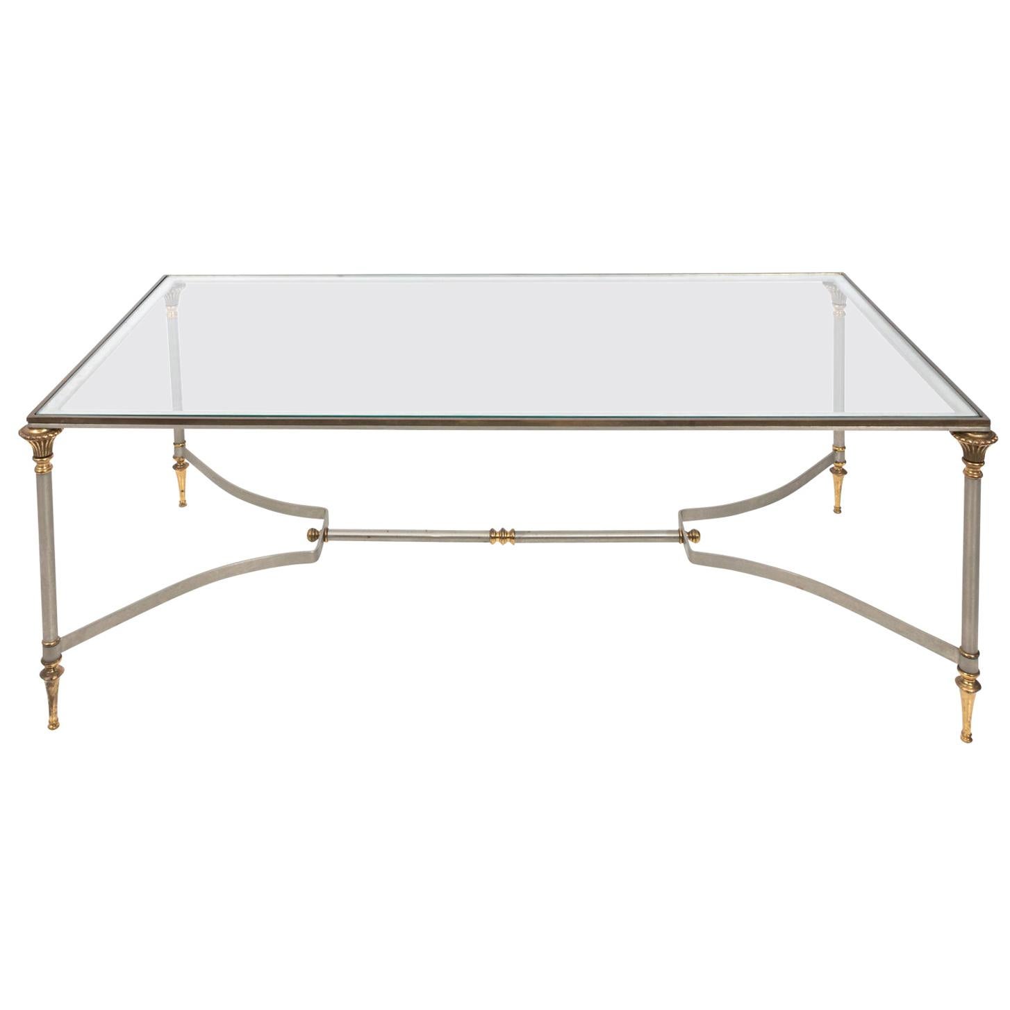 Italian Steel and Brass Coffee Table