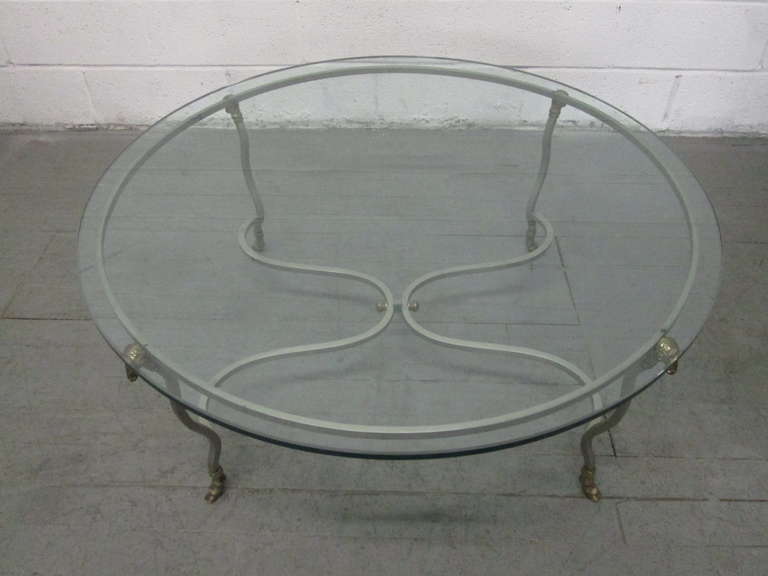Italian Steel and Brass Coffee Table with Ram's Head In Good Condition In New York, NY
