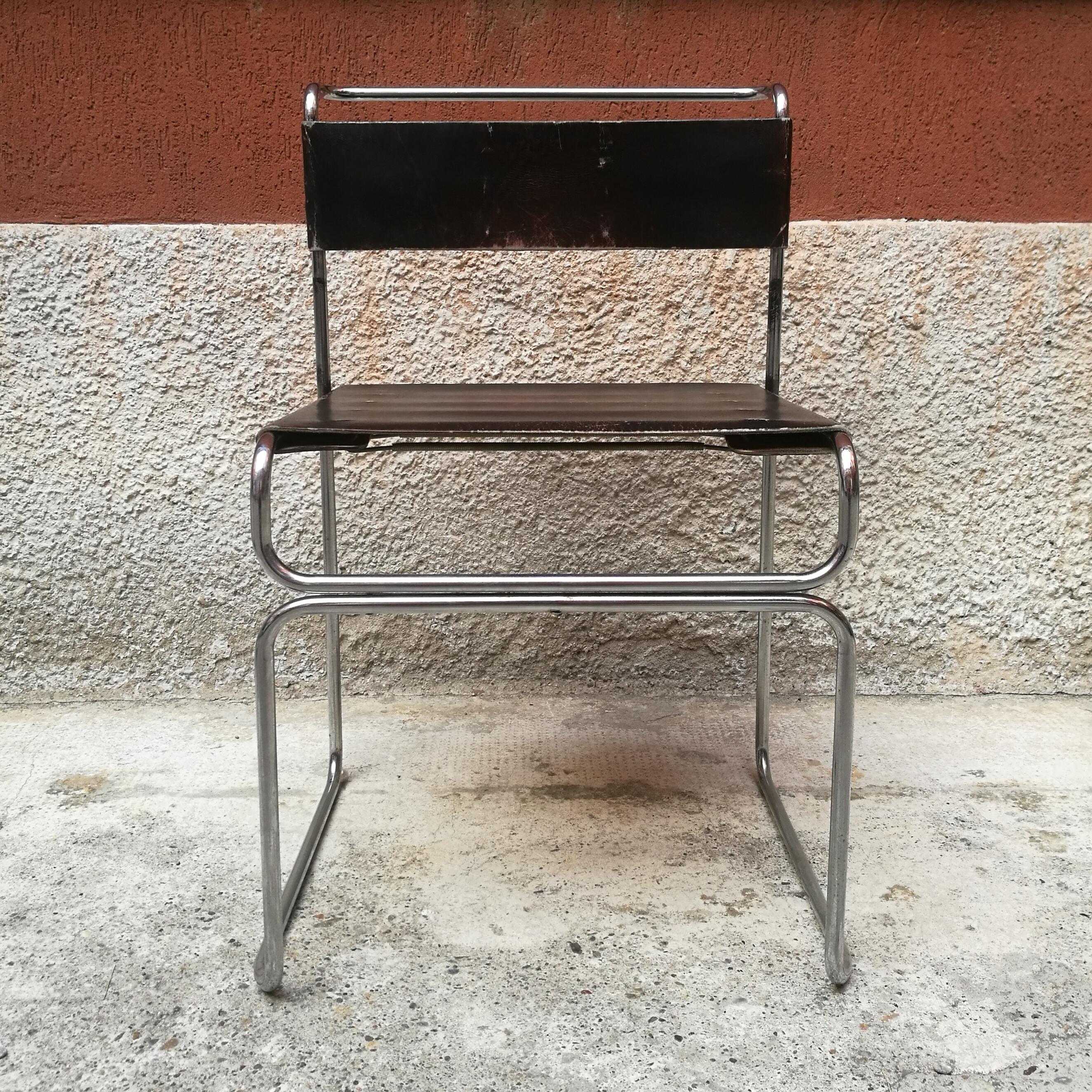 Libellula stackable chair with a chromed steel structure and back leather seat
Design by Giuseppe Carini produced by Planula, 1970
Vintage condition and beautiful vintage leather
Stylish in a dining room and comfortable in every corner of the