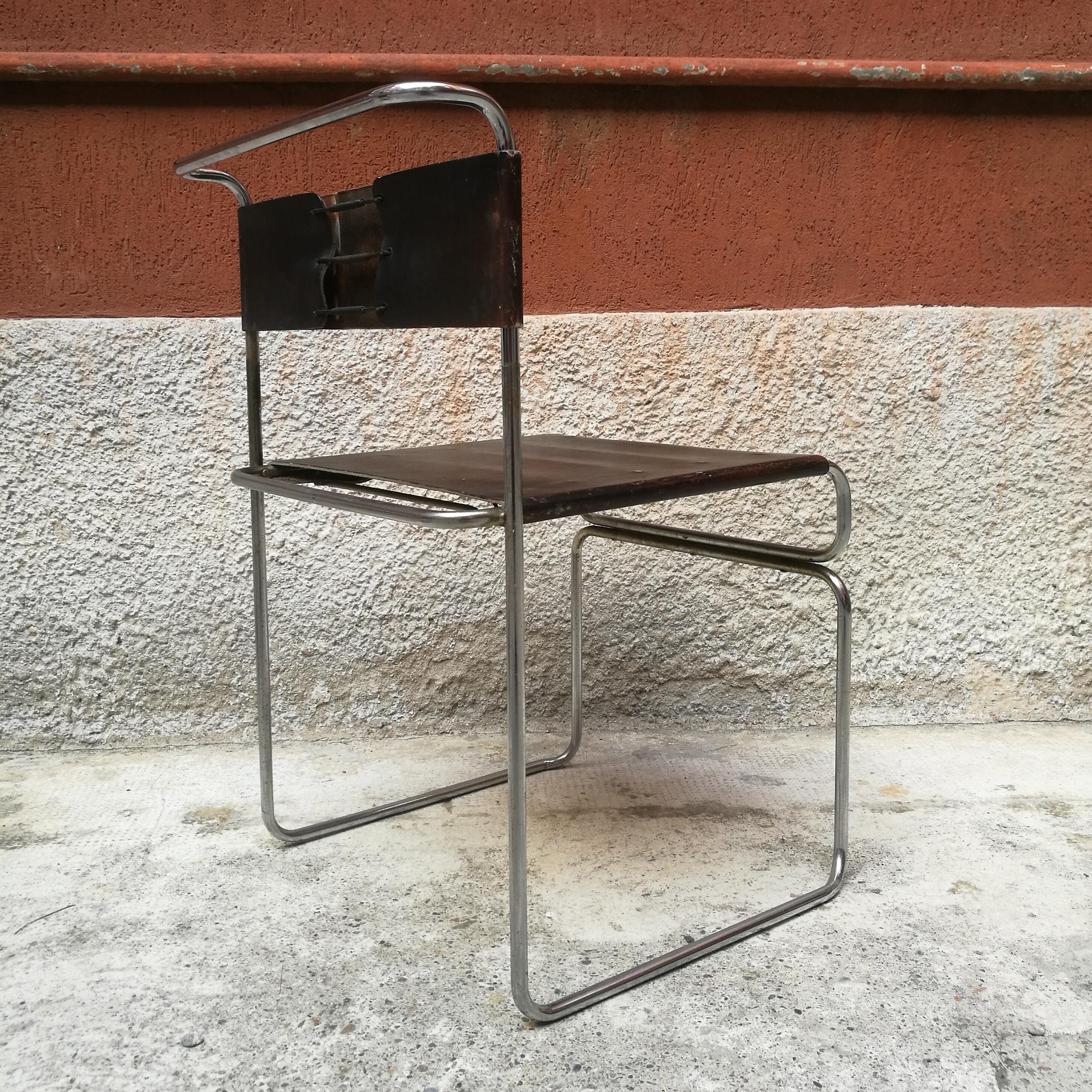 Italian steel and leather Libellula chair by Giuseppe Carini for Planula, 1970 In Good Condition In MIlano, IT