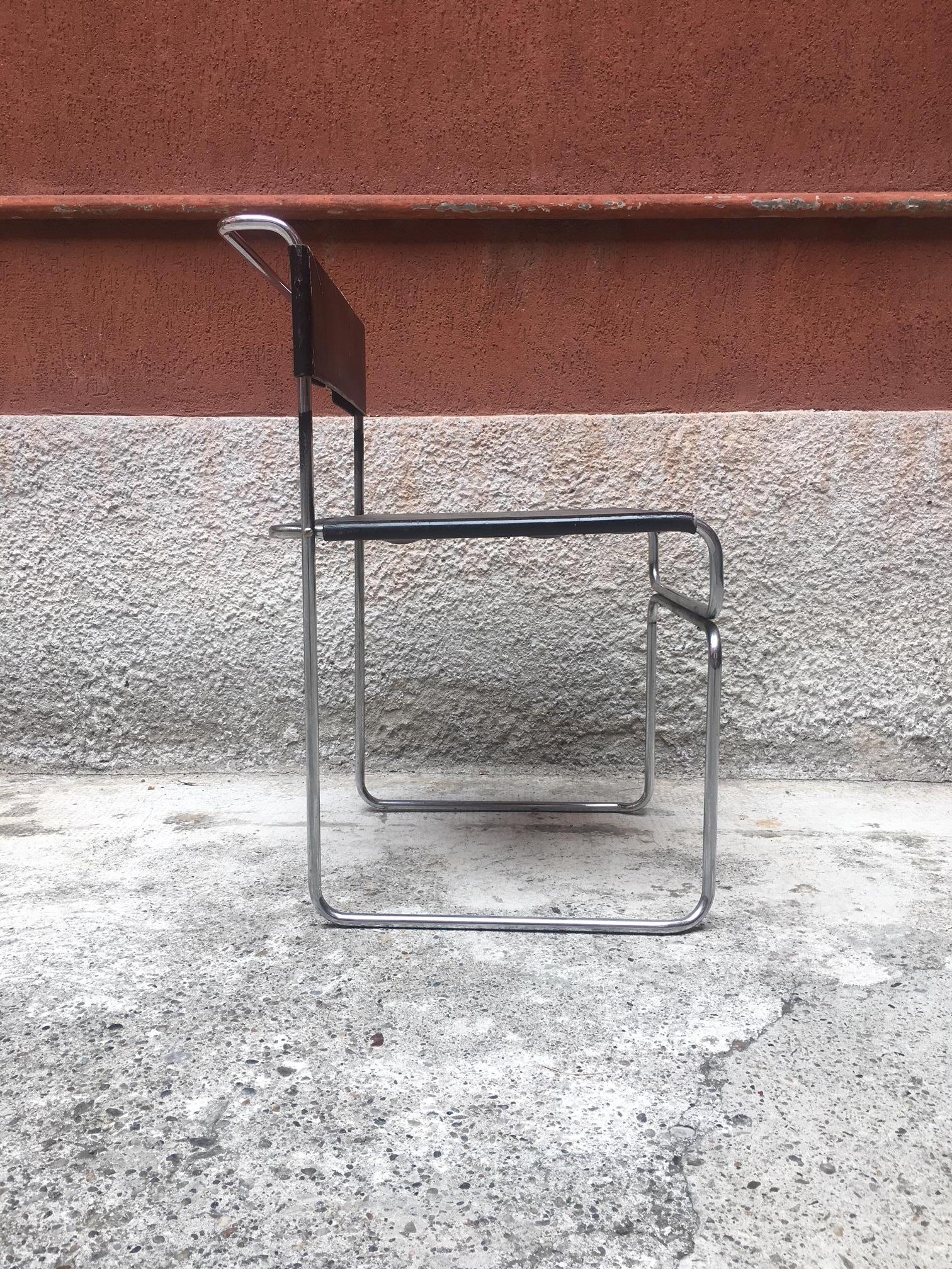 Late 20th Century Italian steel and leather Libellula chair by Giuseppe Carini for Planula, 1970
