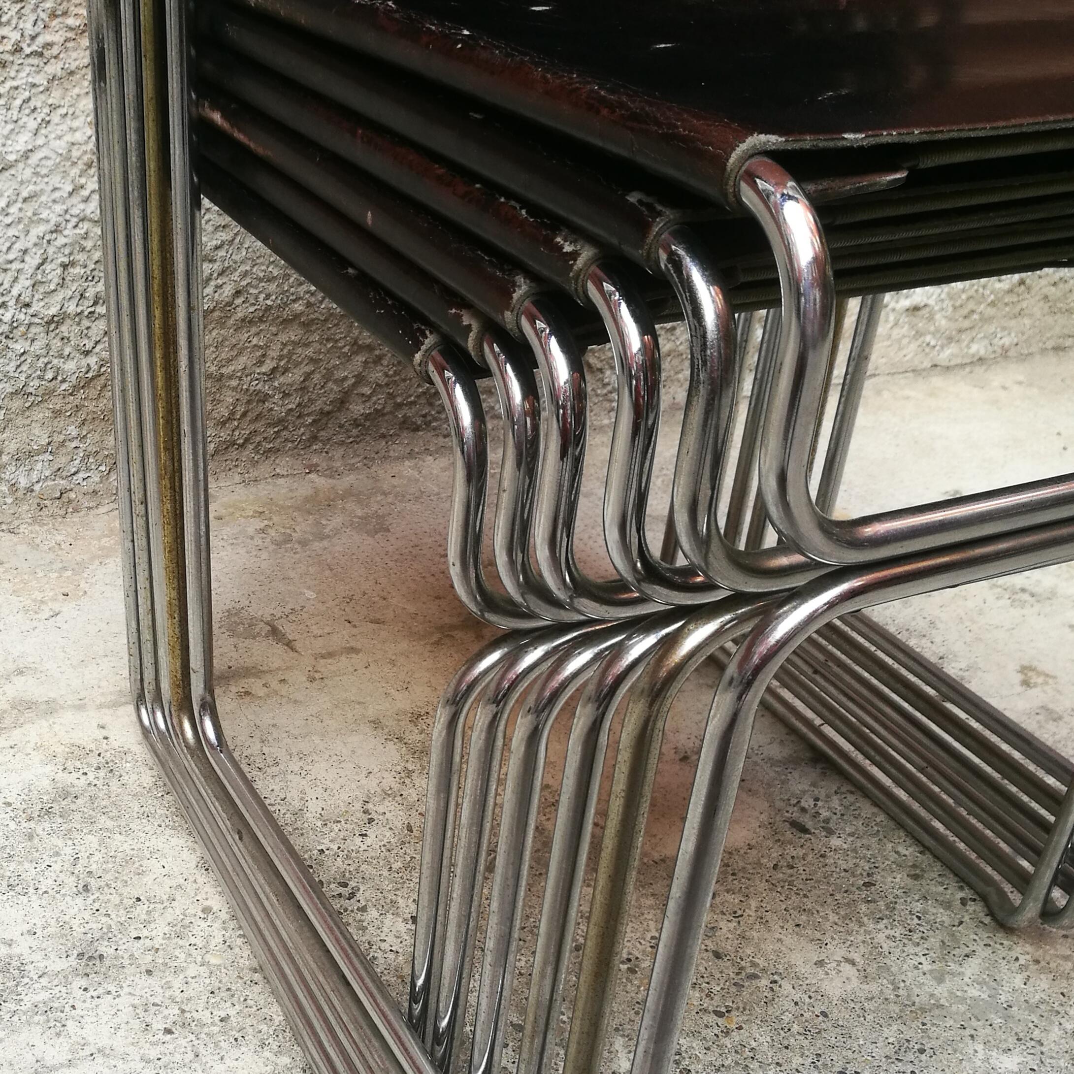 Steel Italian steel and leather Libellula chair by Giuseppe Carini for Planula, 1970