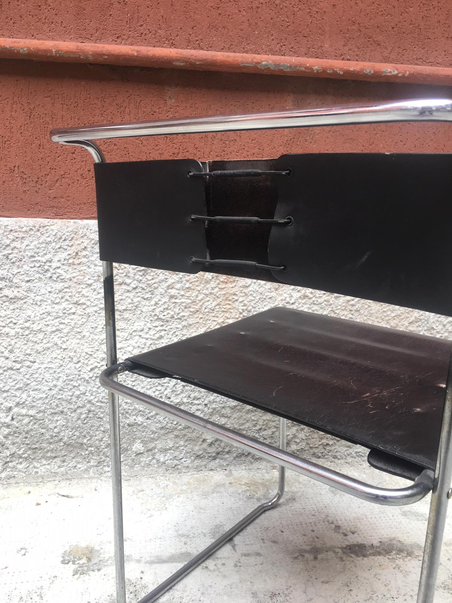 Italian steel and leather Libellula chair by Giuseppe Carini for Planula, 1970 3