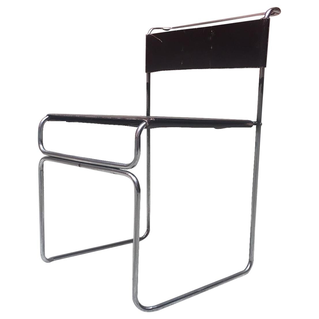 Italian steel and leather Libellula chair by Giuseppe Carini for Planula, 1970