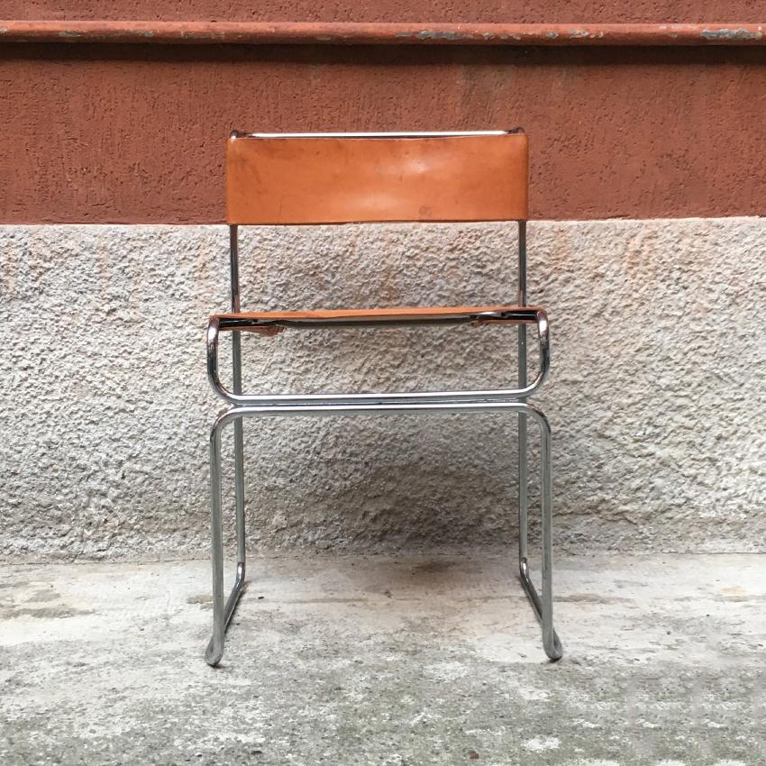 Late 20th Century Italian Steel and Leather Libellula Chair, Designed by Giovanni Carini in 1970