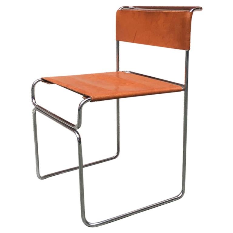 Italian Steel and Leather Libellula Chair, Designed by Giovanni Carini in 1970