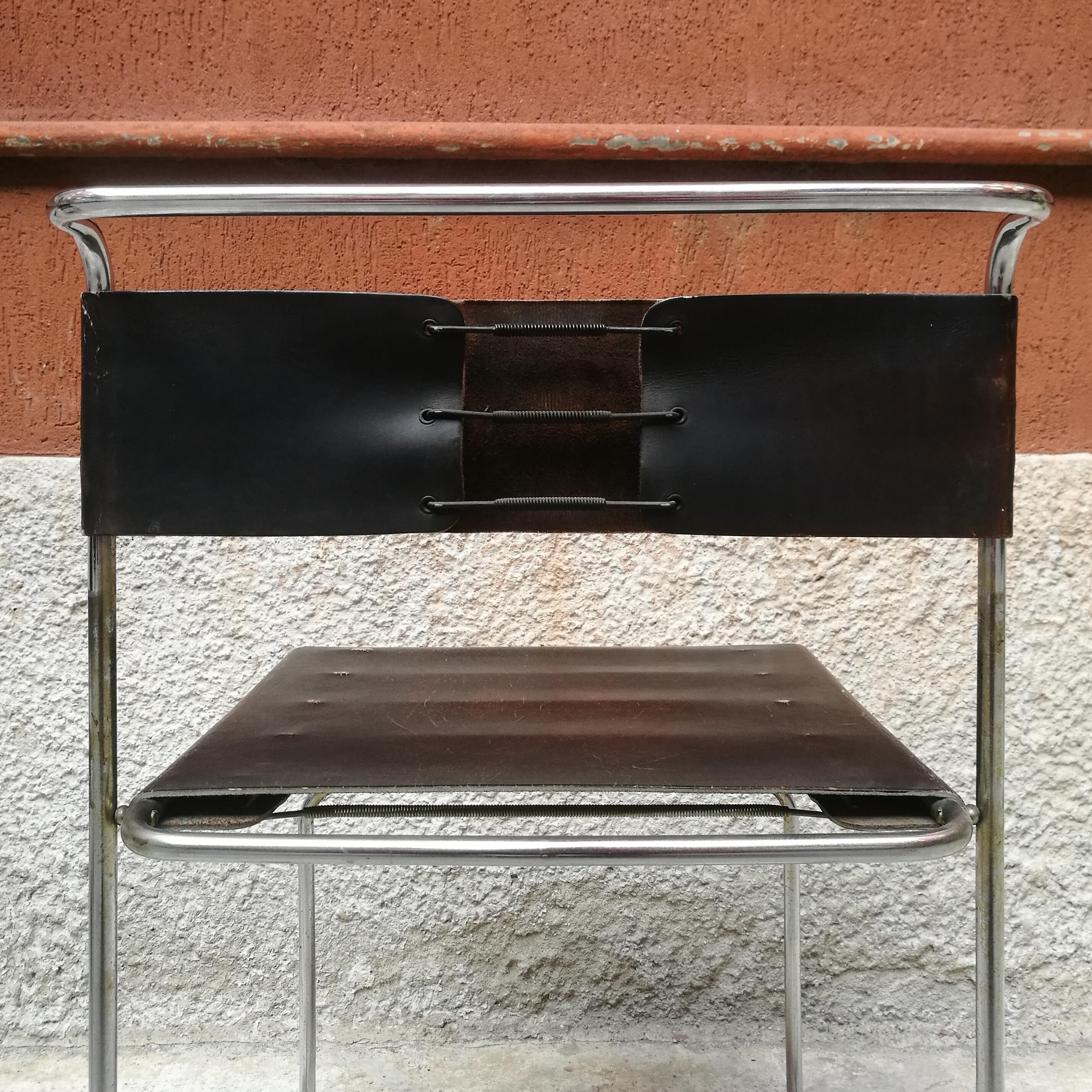 Italian Steel and Leather Libellula Chairs by Giuseppe Carini for Planula, 1970 1