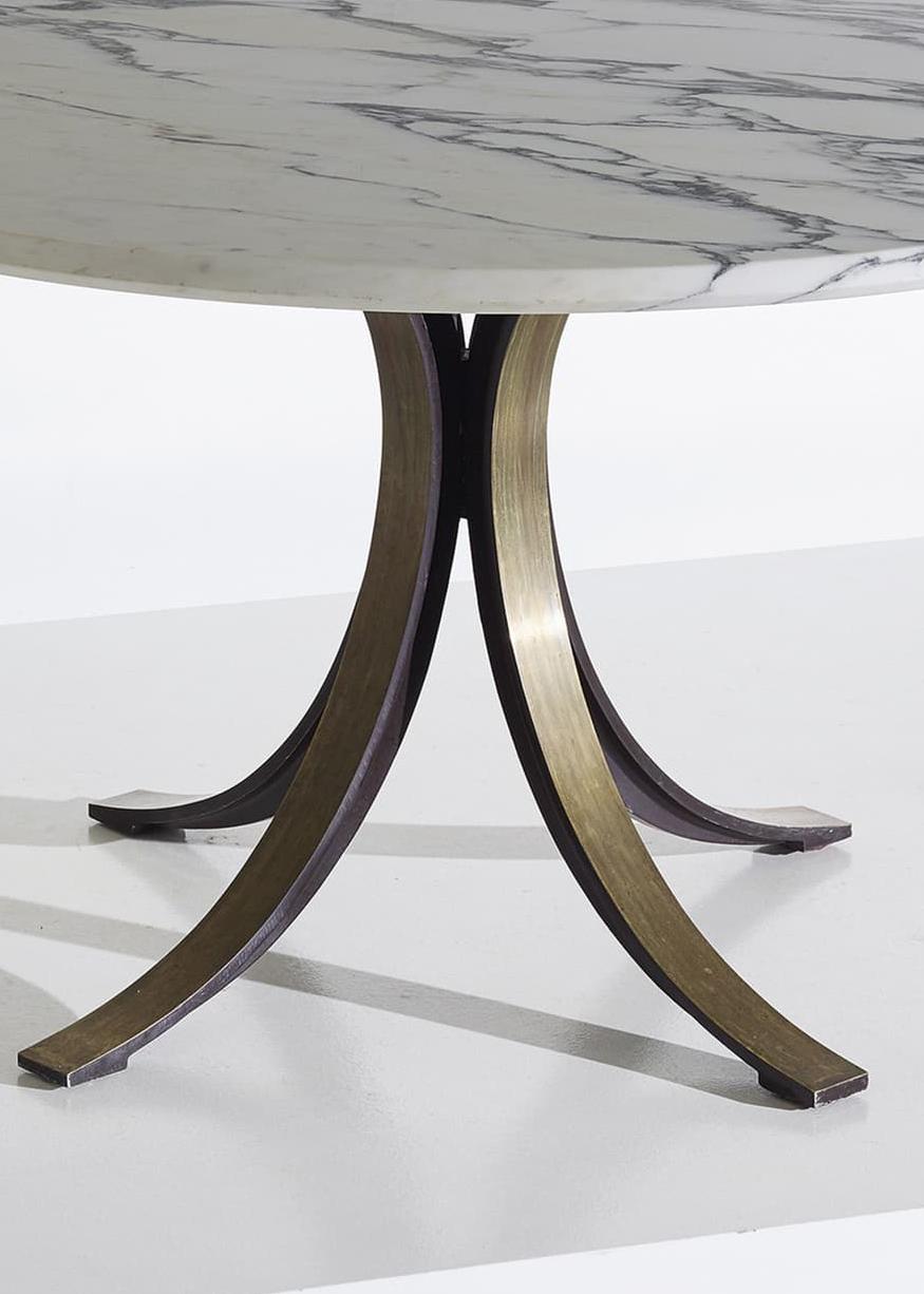 Mid-Century Modern Italian Steel and Marble Model T69 Series Table designed by Osvaldo Borsani For Sale