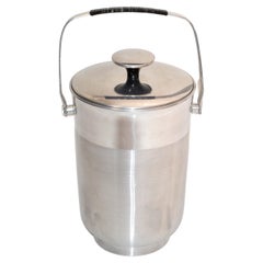 Italian Steel Black Bakelite Lidded Wine Cooler Objets D'arts Ice Bucket Vessel