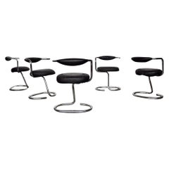 Italian Steel Cobra Dining Chairs by Giotto Stoppino for Kartell, 1970s, Set 5
