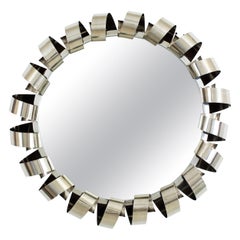 Italian Steel Spiral Backlit Wall Mirror, 1970s