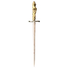 Italian Steel Stiletto With Bronze Hilt of Eve and the Serpent