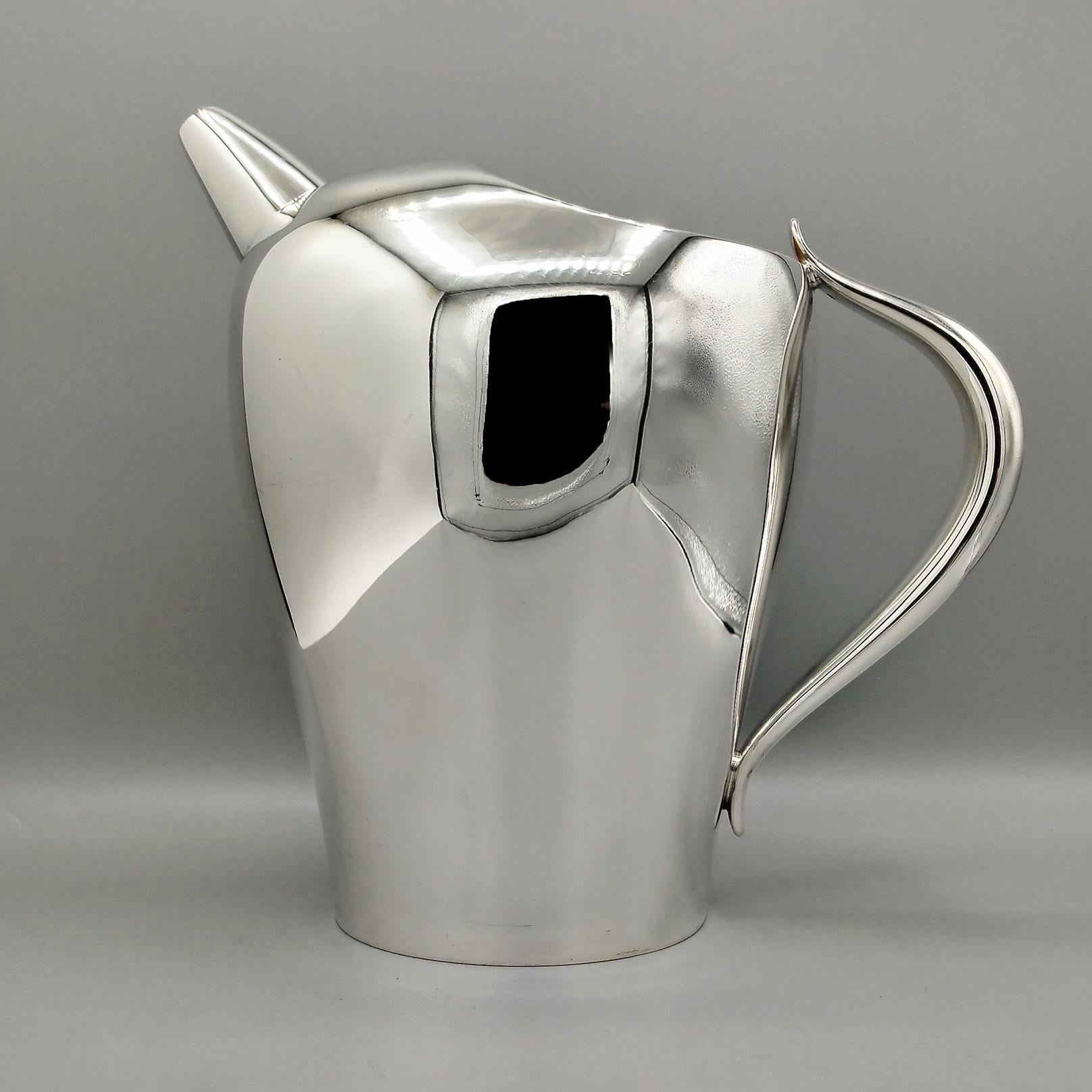 Forged Italian Sterlig Silver Art Deco' style Jug by POMELLATO For Sale
