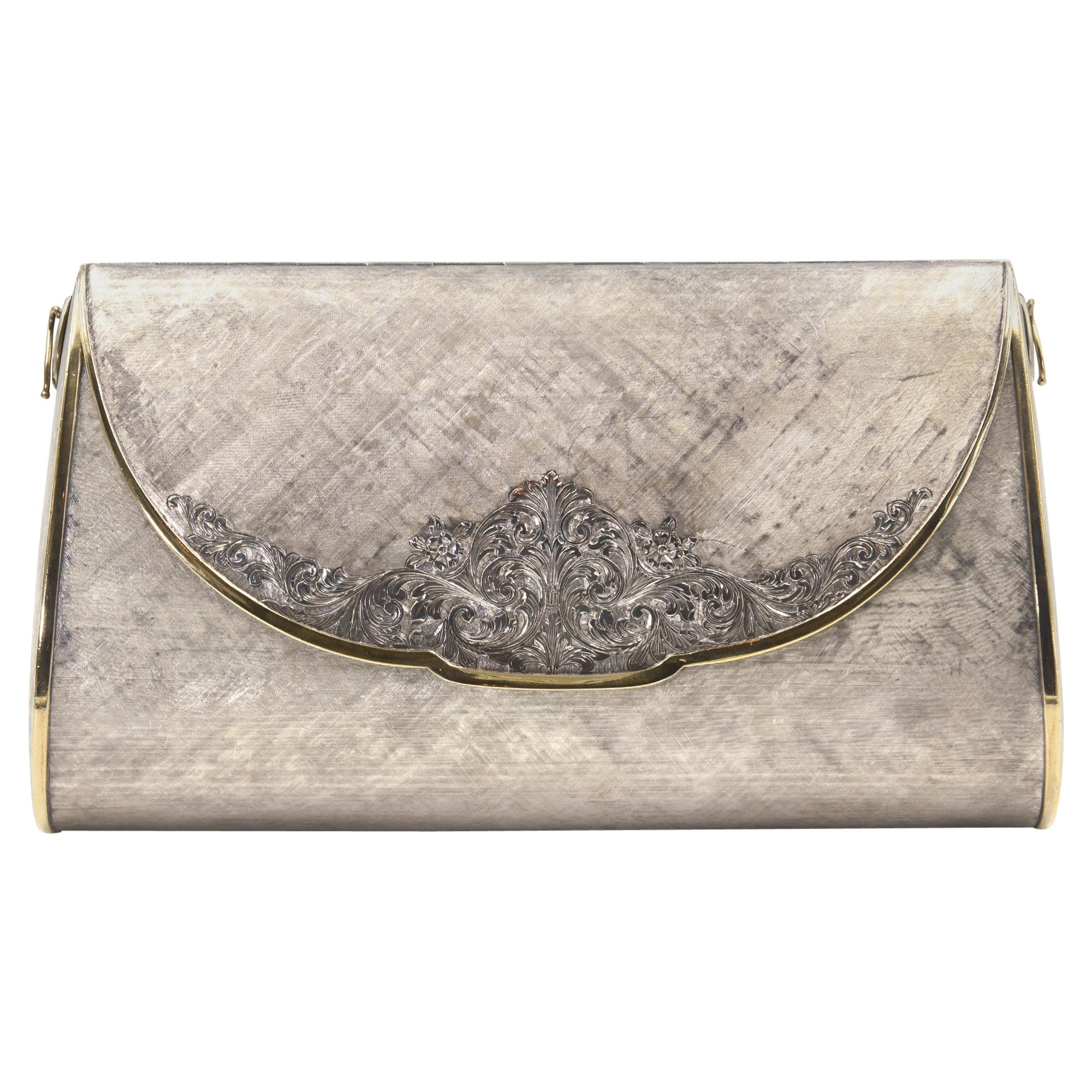 Italian Sterling Evening Bag Clutch By Marchi Leonello  For Sale