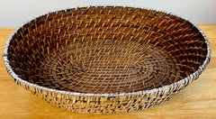 Italian Sterling Mounted Rattan Oval Basket