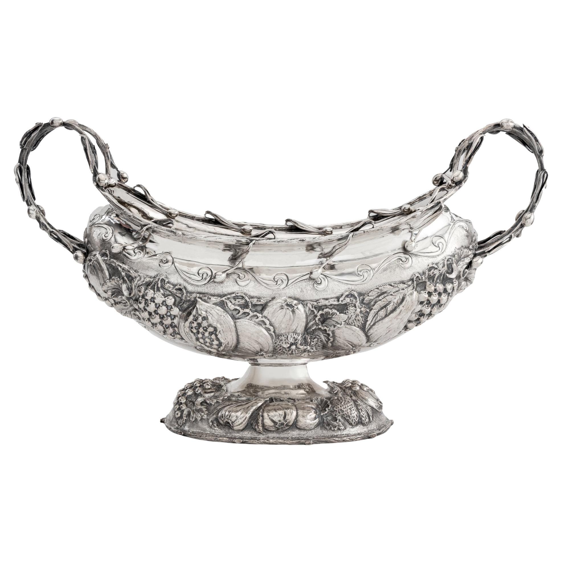 Centro de mesa con pie de repuesto de plata italiana