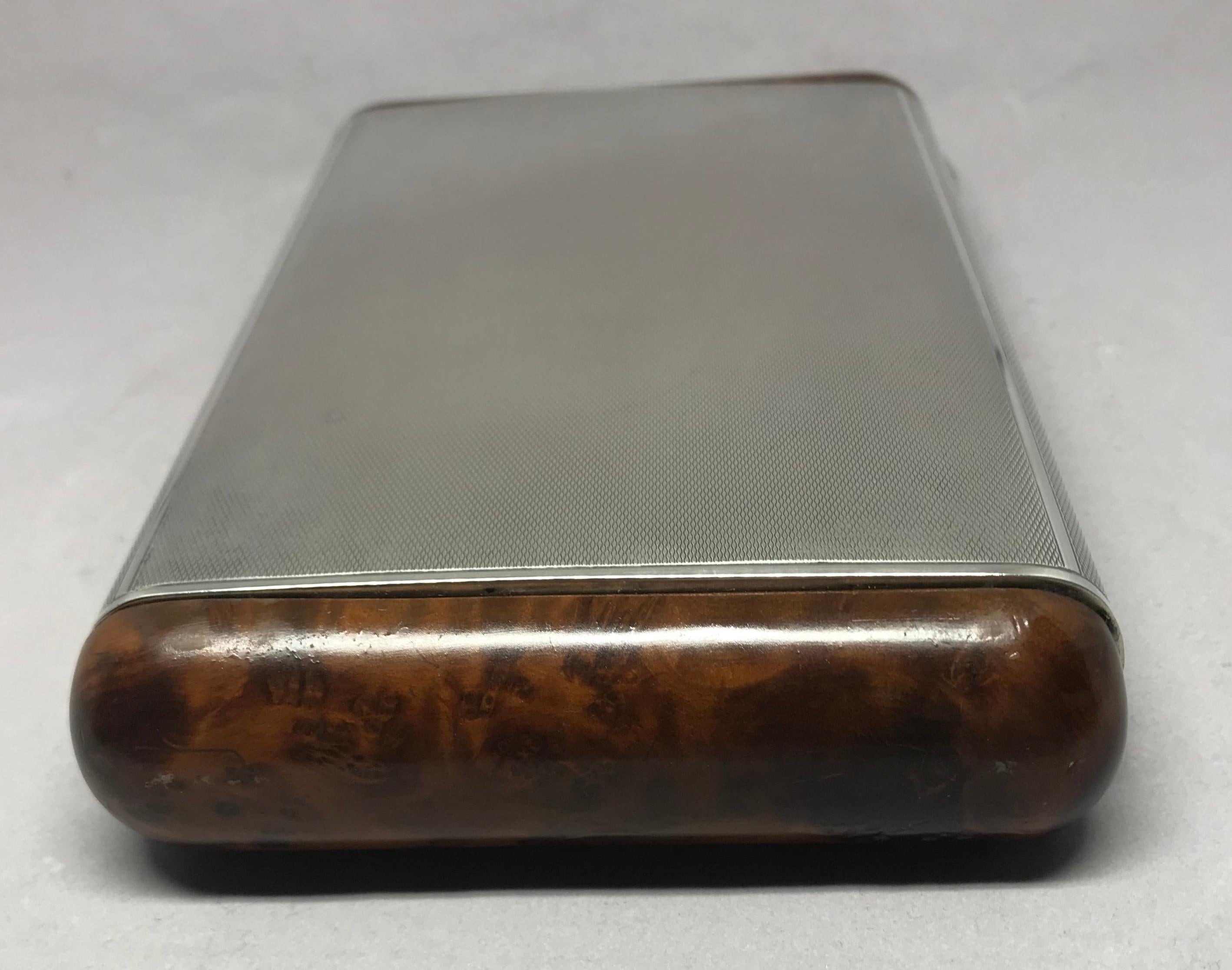 Italian Sterling Silver and Burl Wood Box In Good Condition In New York, NY