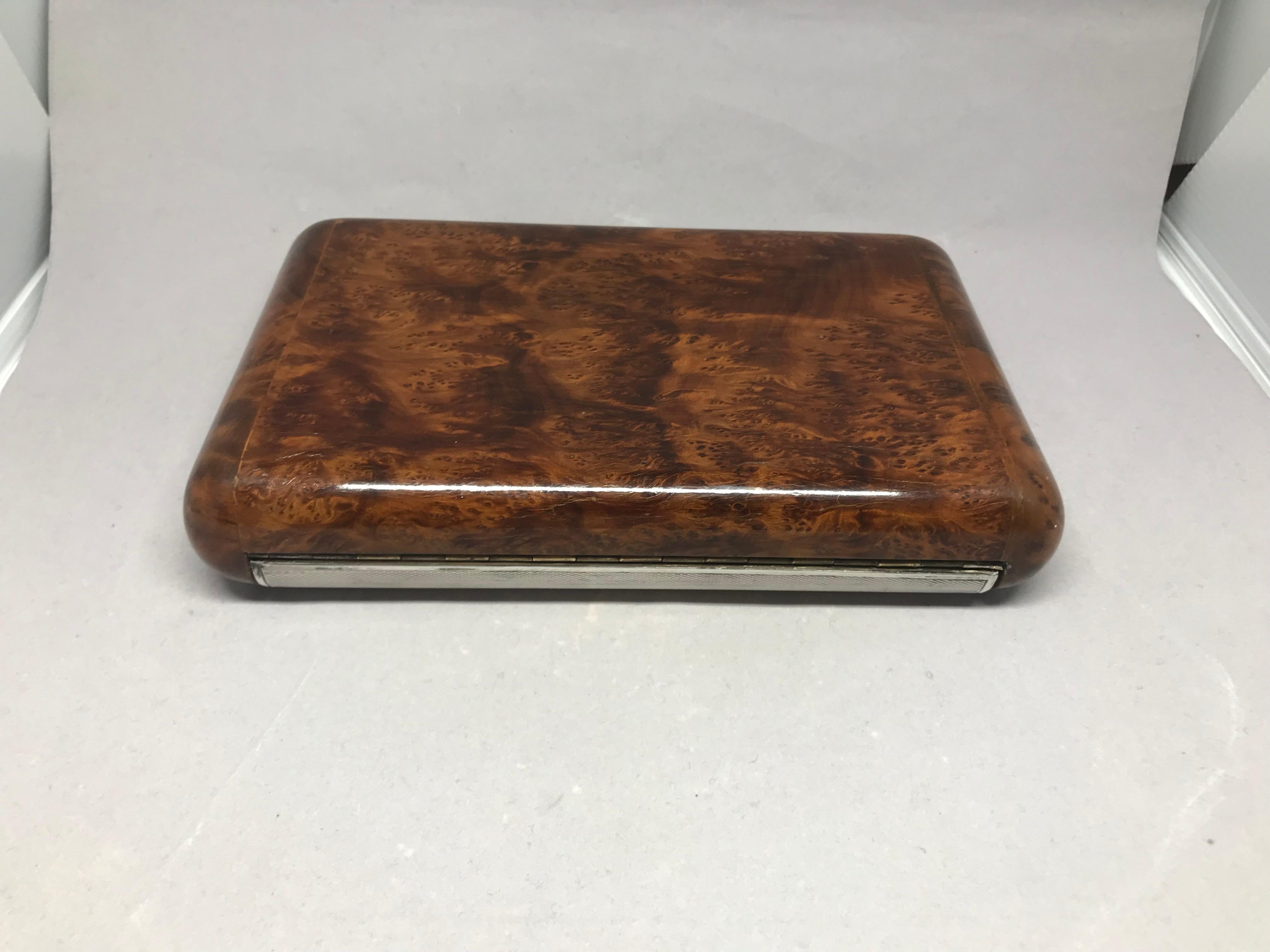 Italian Sterling Silver and Burl Wood Box 1