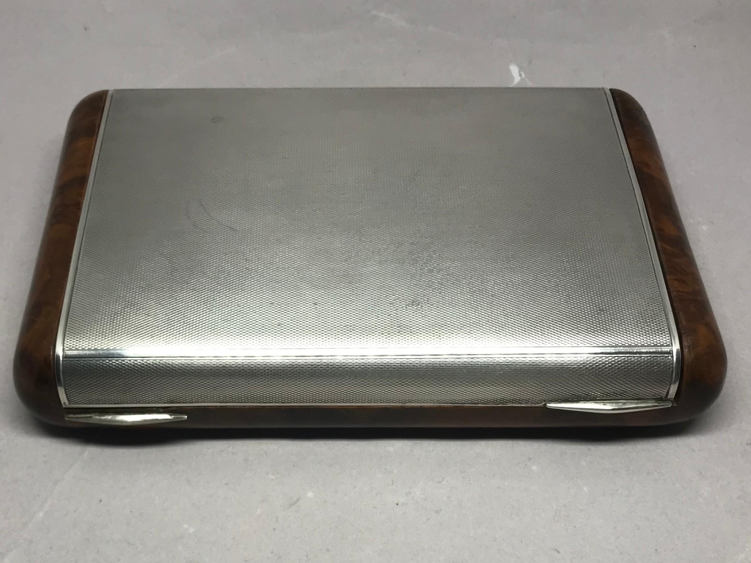 Italian Sterling Silver and Burl Wood Box 2