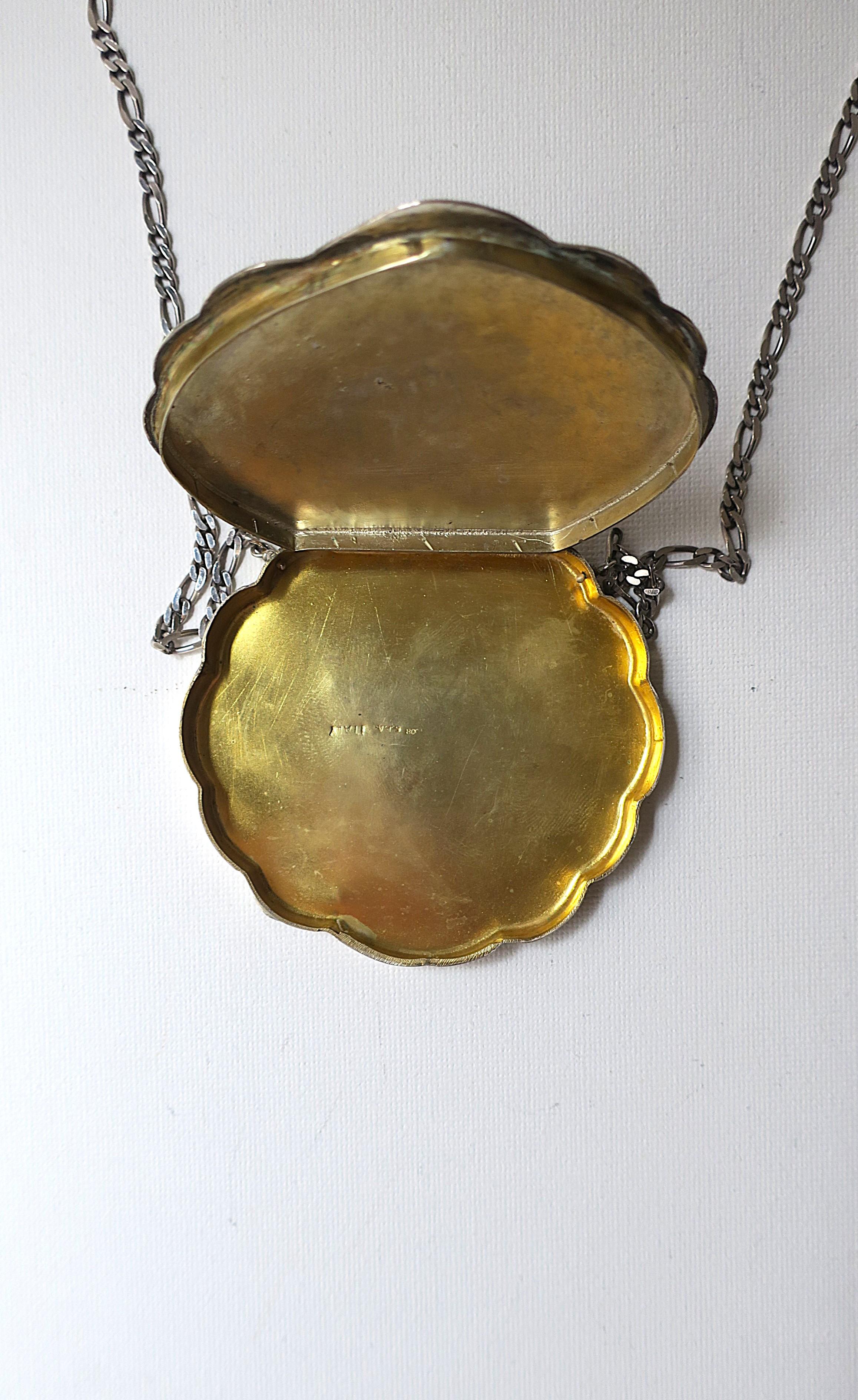 Italian Sterling Silver and Enamel Box Necklace en venta 4