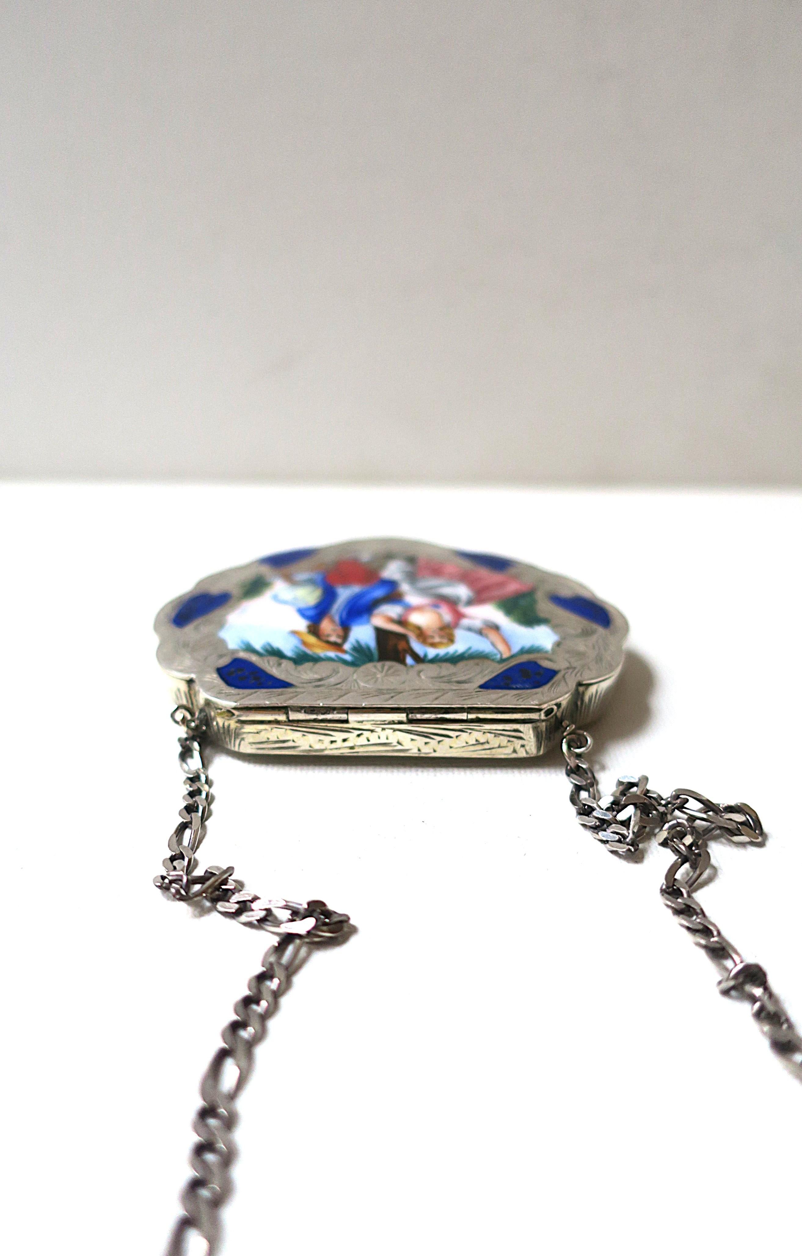 Italian Sterling Silver and Enamel Box Necklace en venta 3