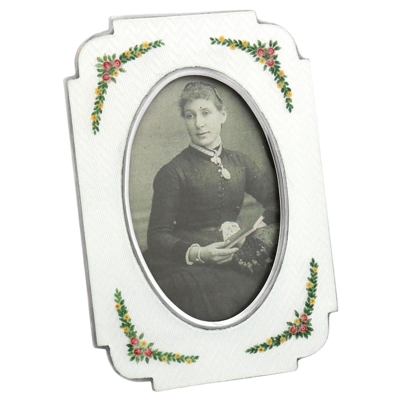 Italian Sterling Silver and Enamel Photograph Frame, circa 1970