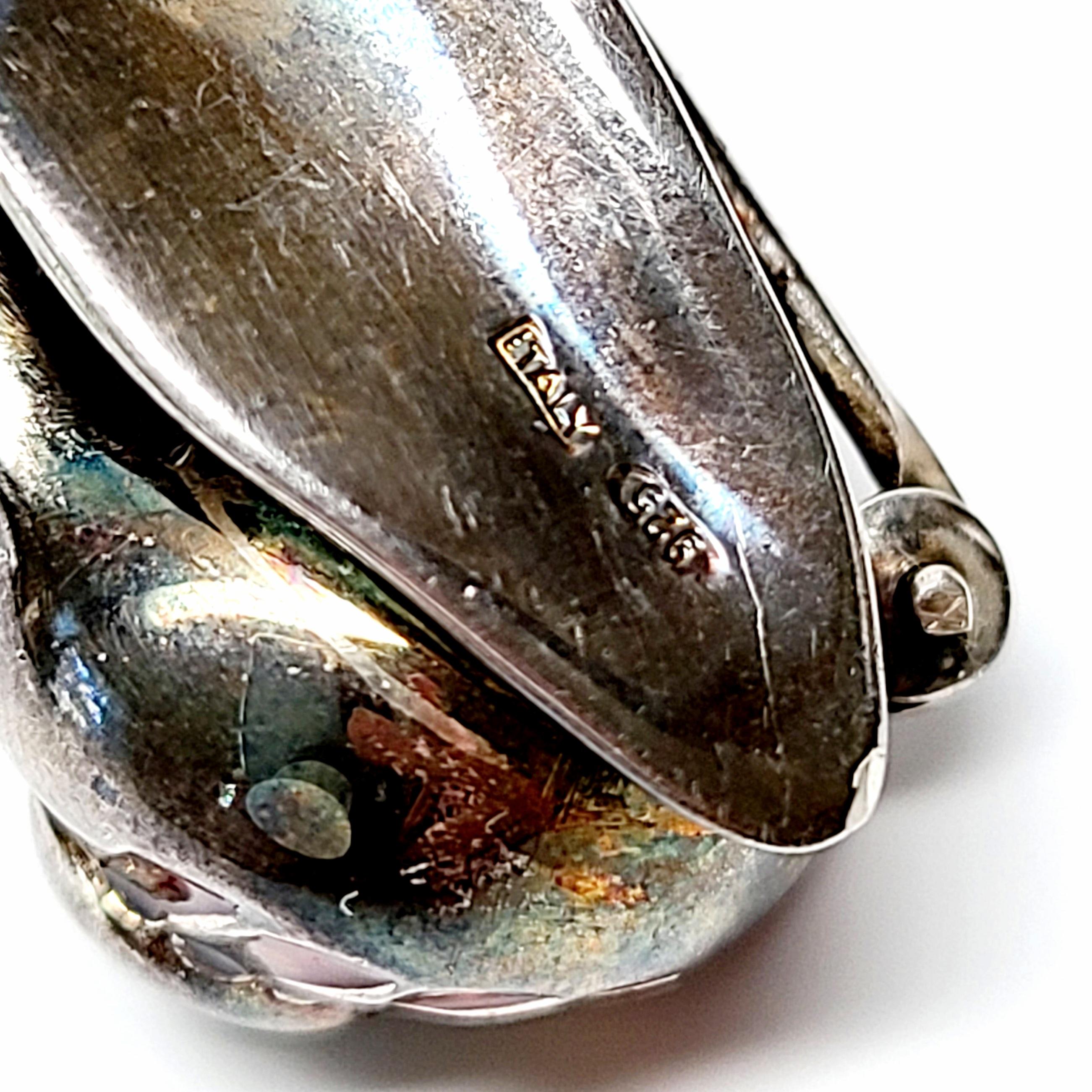 Italian Sterling Silver and Enamel Snail Pin 3