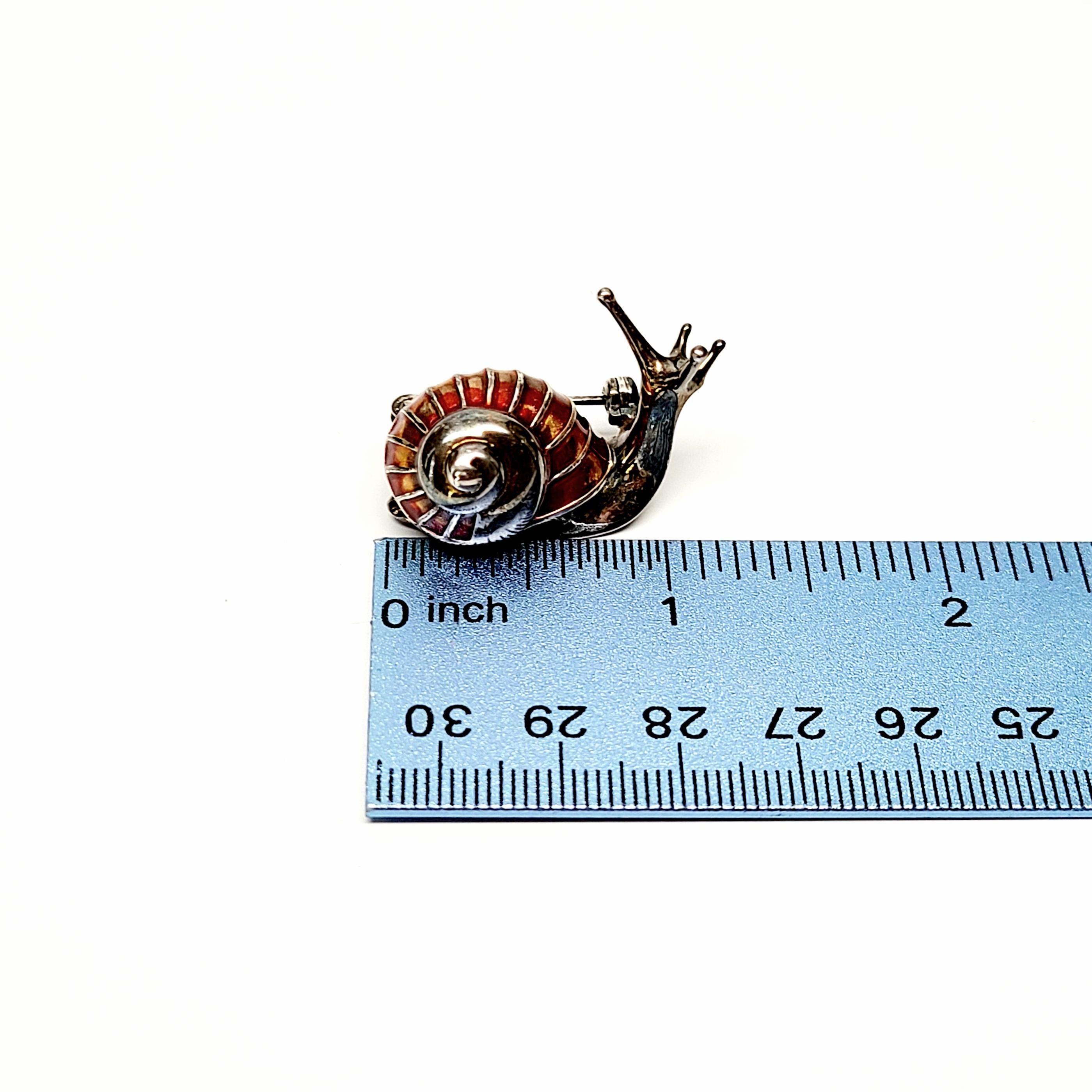 Italian Sterling Silver and Enamel Snail Pin 4